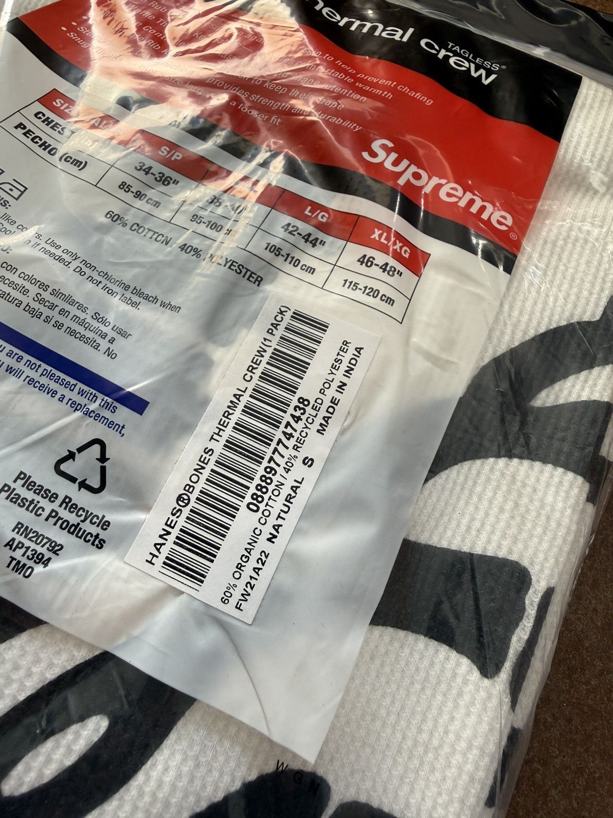 Hanes × Supreme Supreme x Hanes Bone Skeleton Thermal White Small Size US S / EU 44-46 / 1 - 10 Thumbnail