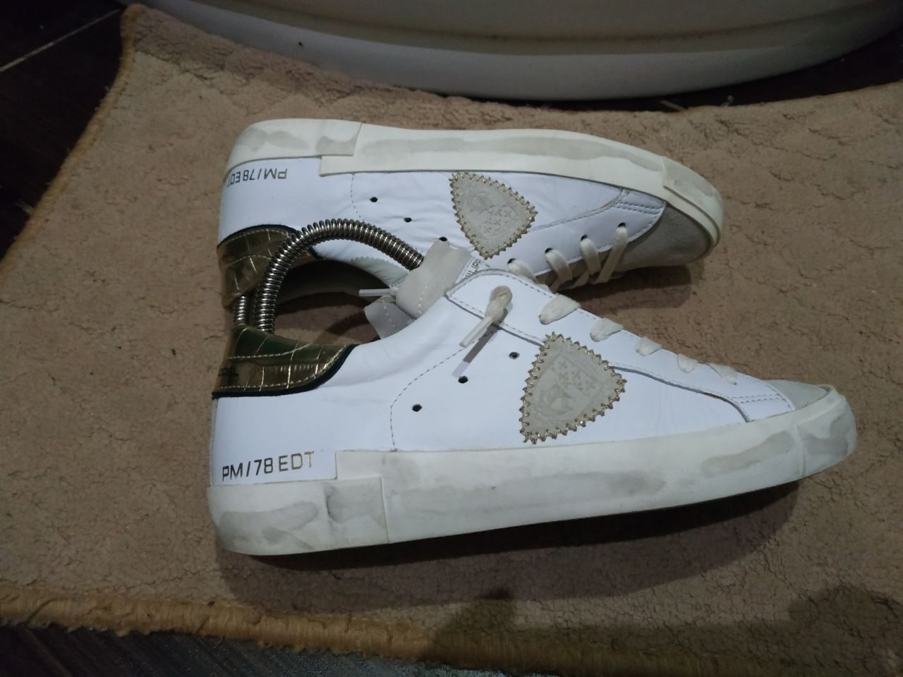 Philippe Model Philippe Model PRHX/78 EDT White Gold Leather Sneakers 38 Size US 7.5 / IT 37.5 - 10 Thumbnail