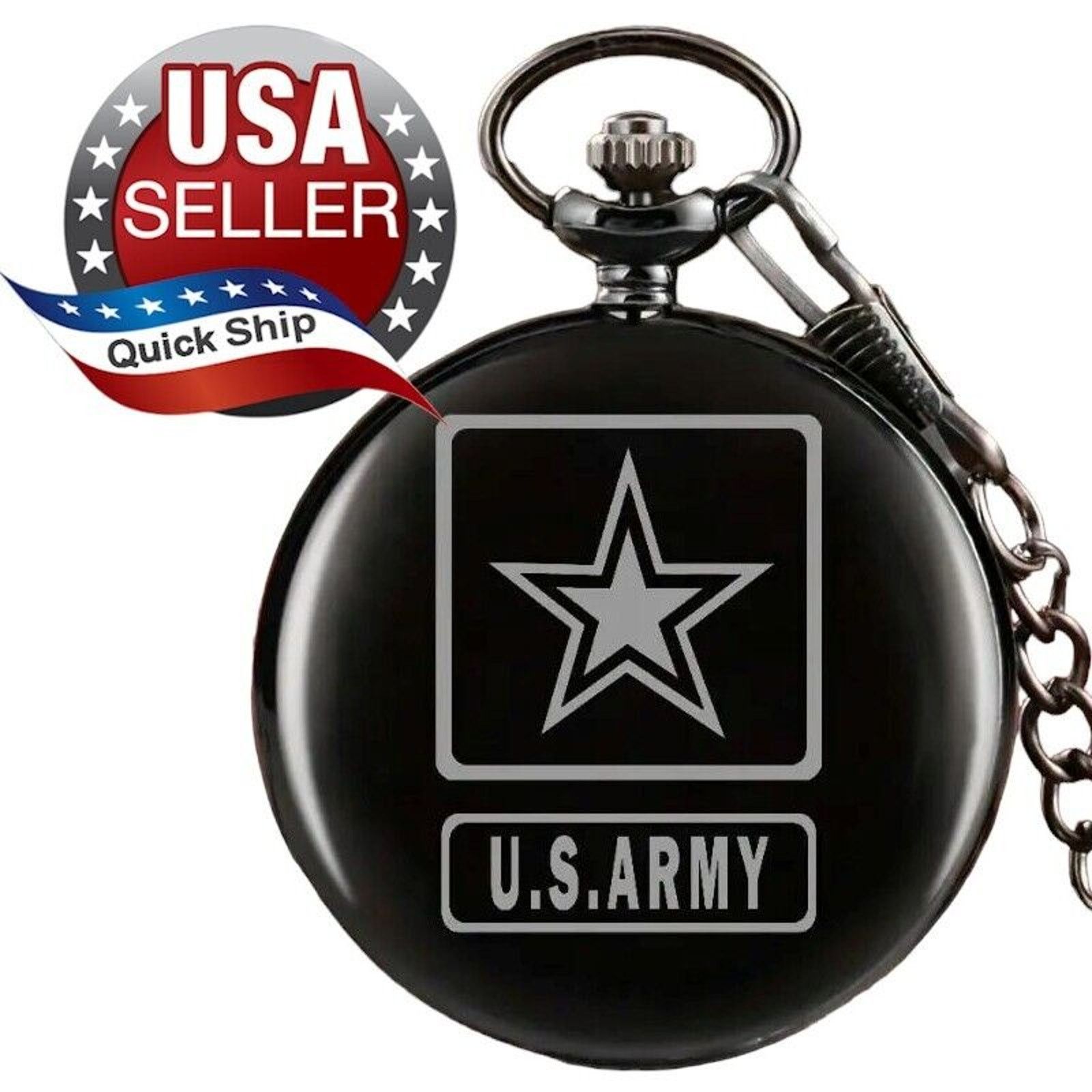 Other Black Quartz Pocket Watch Army Star Military War Guns Tank Size ONE SIZE - 1 Thumbnail