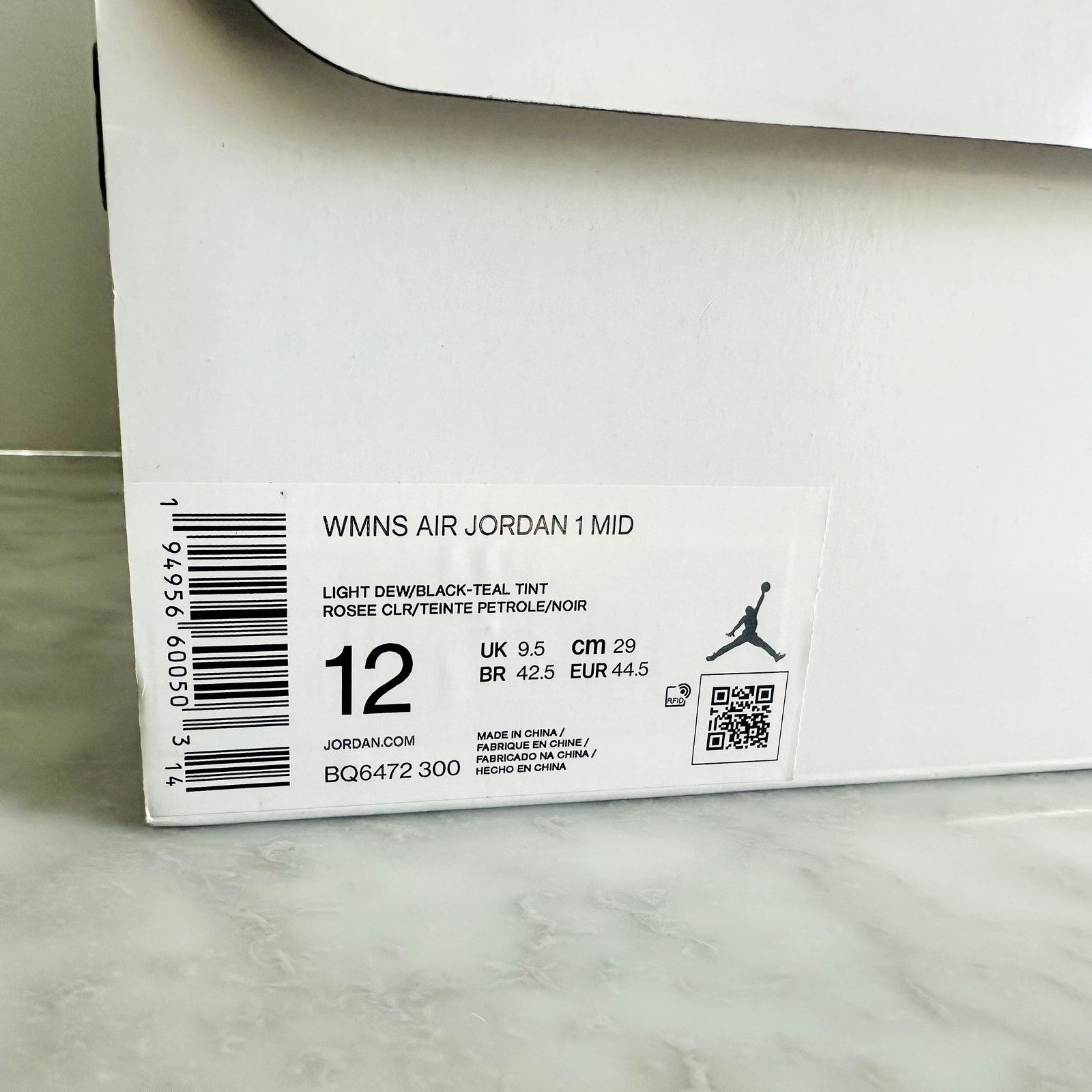 Nike Nike Womens Air Jordan 1 Mid Light Dew/Teal Mint/Noir 12 NEW Size US 12 / IT 42 - 5 Thumbnail