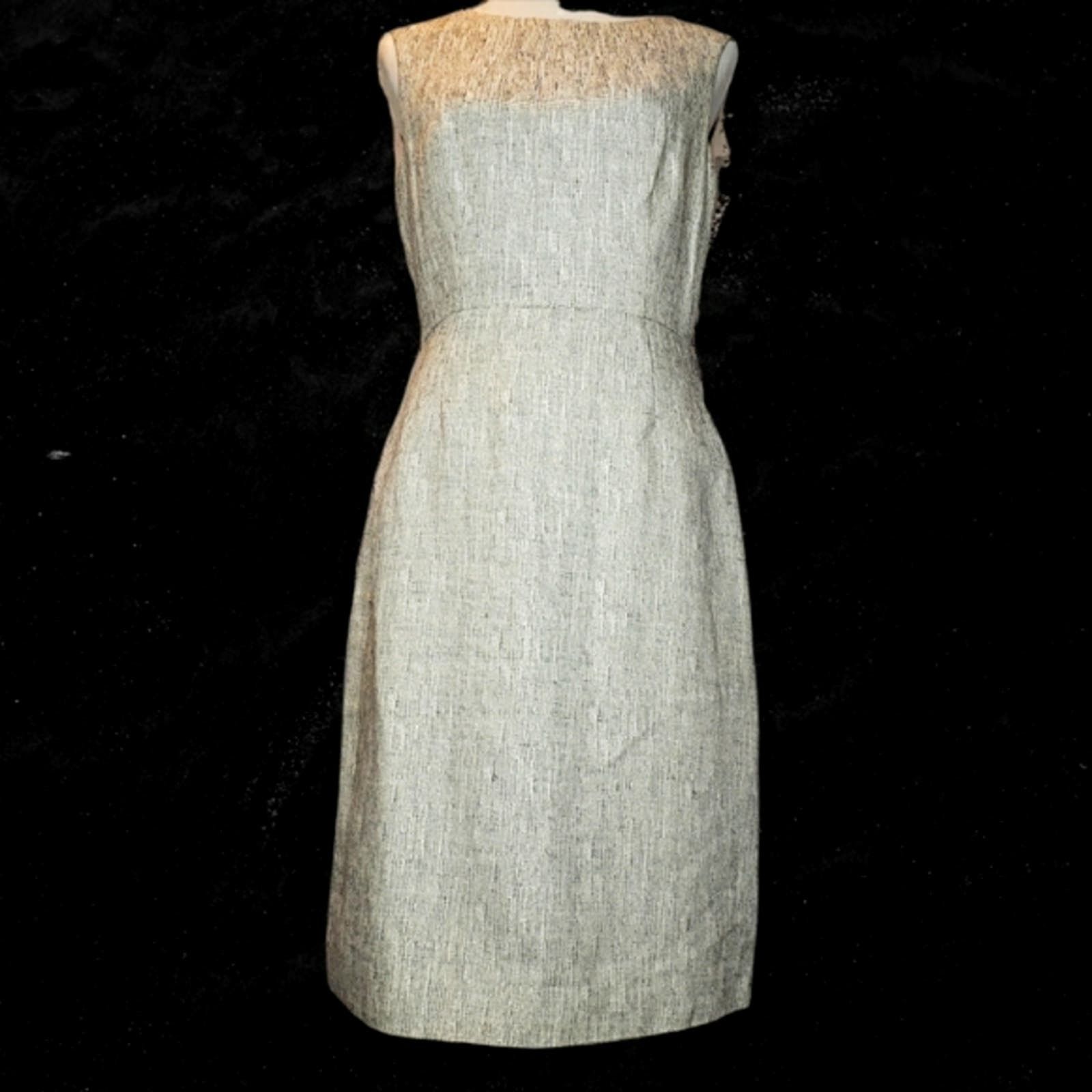 image of Kate Spade Gold-Zip Linen Blend Career Dress Size 8 in Cream, Women's