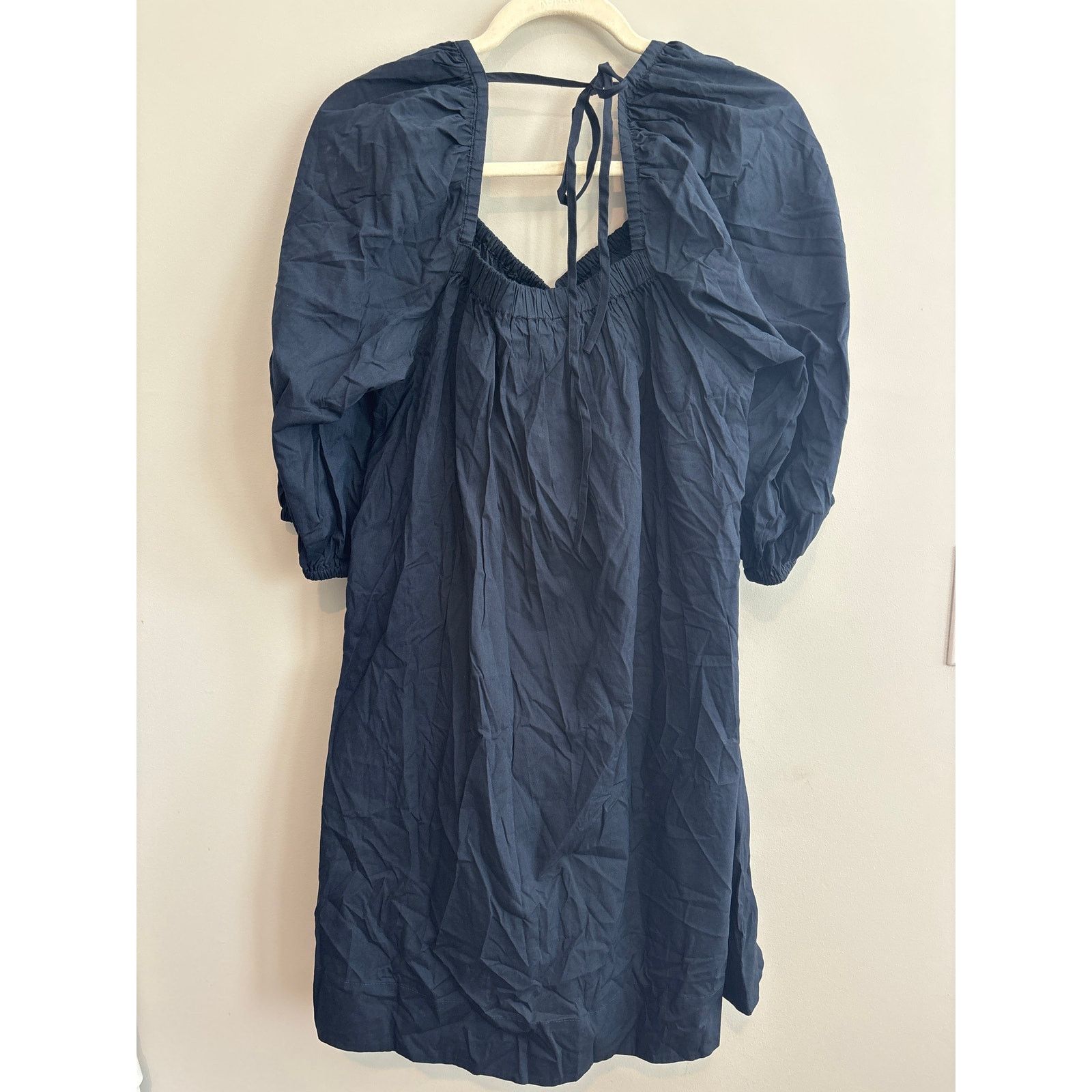 Madewell NWT Madewell Square-Neck Puff-Sleeve Mini Dress Navy Size 14 Size XL / US 12-14 / IT 48-50 - 8 Thumbnail