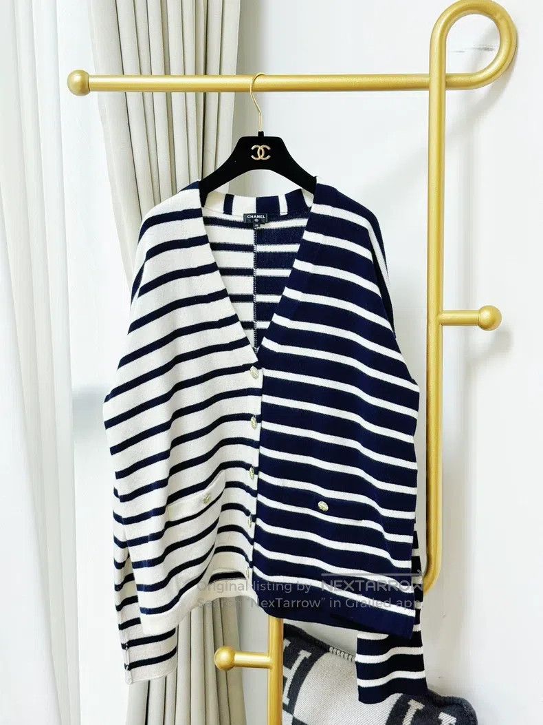 Chanel Chanel Size50 24s dark blue and white striped colour block Size XL / US 12-14 / IT 48-50 - 1 Thumbnail