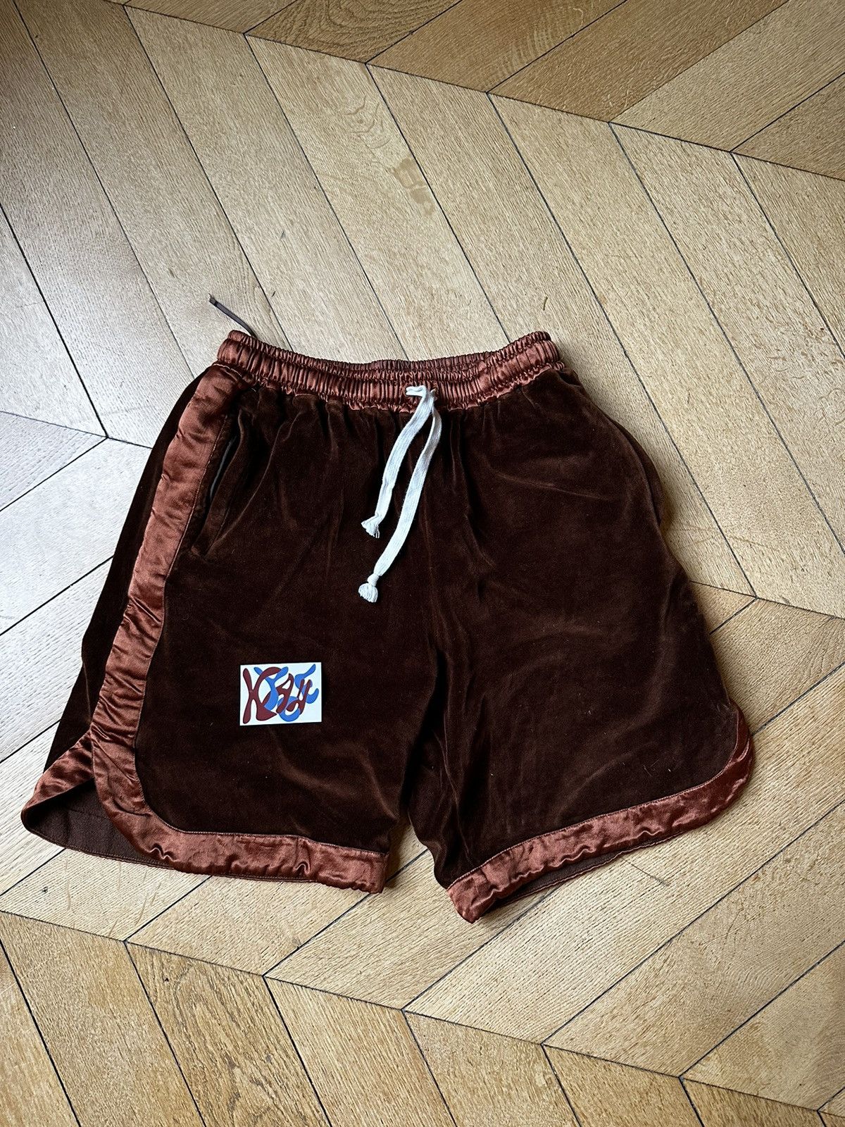 Image of Gucci Velvet Boxer Shorts in Burgundy, Men's (Size 31)