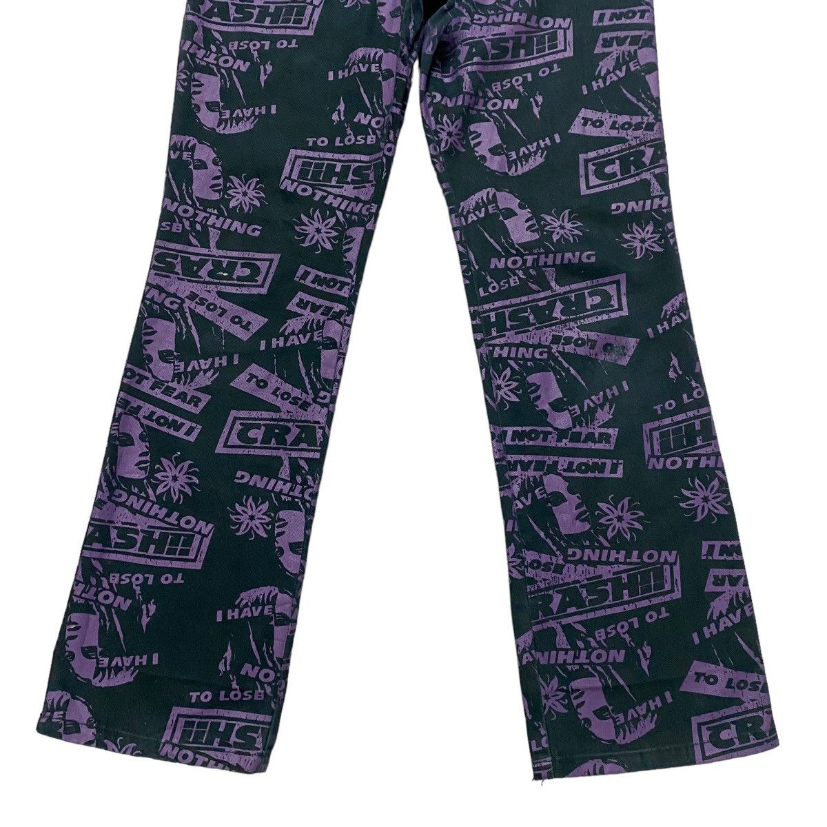 Hysteric Glamour 'Rimsby Field Crash' Nothing To Lose Graphic Flare Pants Size 29" - 7 Thumbnail
