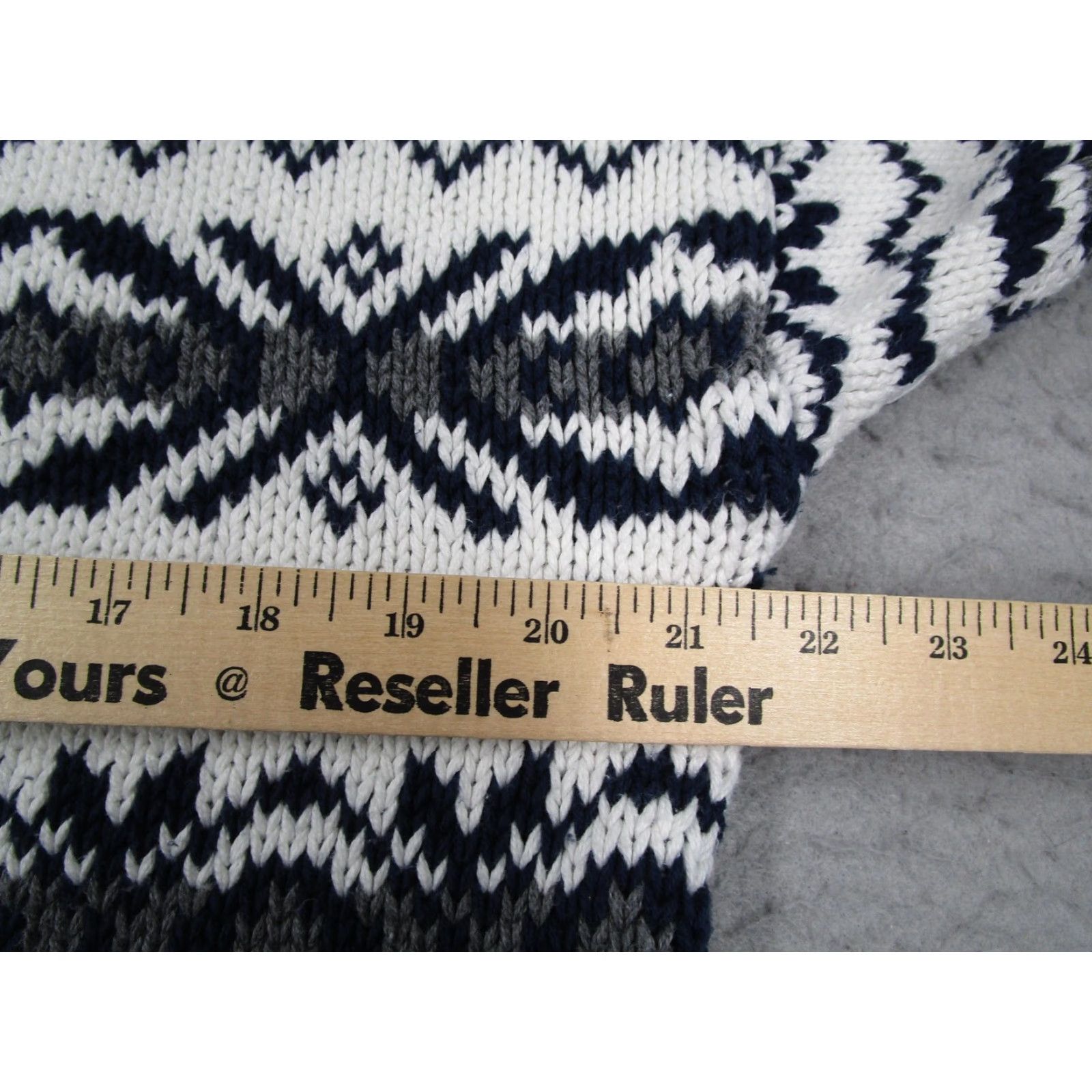 Gap VINTAGE GAP Sweater Shirt Mens Large White Blue Fair Isle Nordic Knit Mock Neck 100% Cotton Pullover Retro Winter 90s Mens Size US L / EU 52-54 / 3 - 7 Thumbnail