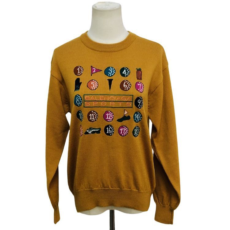 Balenciaga Balenciaga Sports Embroidered Wool Sweater Size M Size US M / EU 48-50 / 2 - 1 Thumbnail