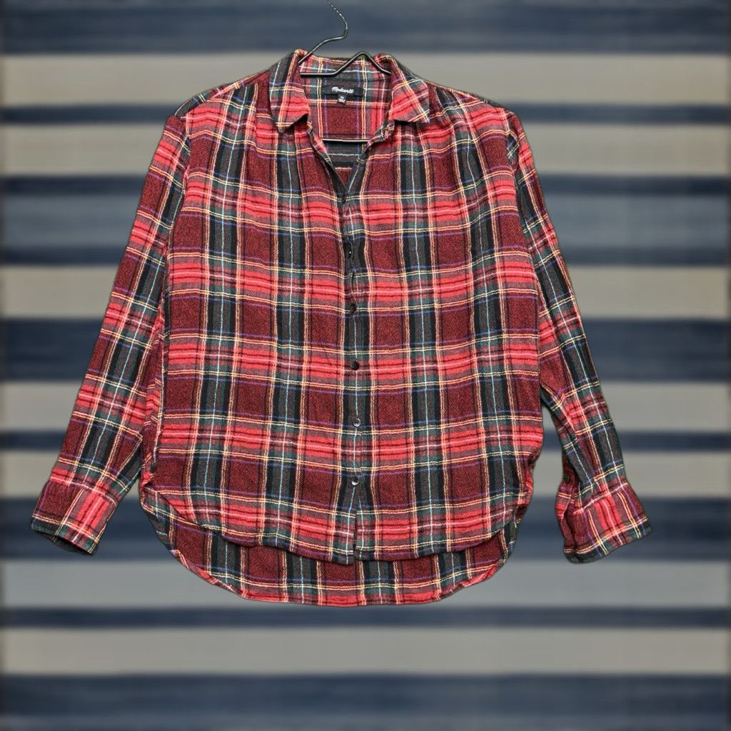 Madewell Madewell Shirt Womens XS Red Plaid Regular Fit Button-Up Wool Flannel Casual Size L / US 10 / IT 46 - 1 Thumbnail
