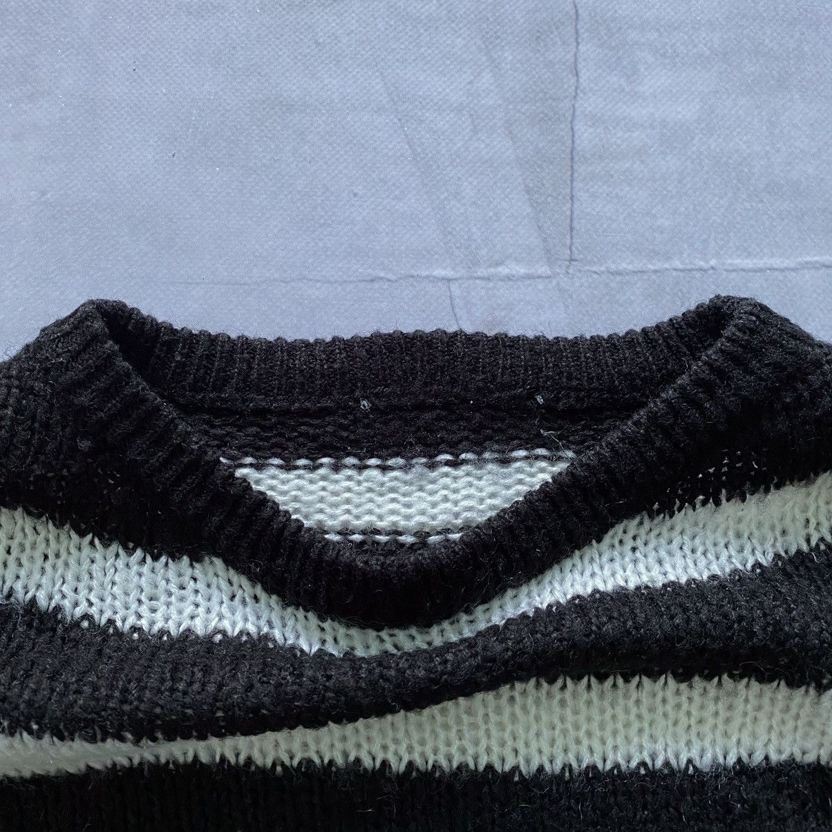 If Six Was Nine × Le Grande Bleu (L.G.B.) Distressed Junya Watanabe Style Striped Knit Sweater LGB Size US S / EU 44-46 / 1 - 4 Thumbnail