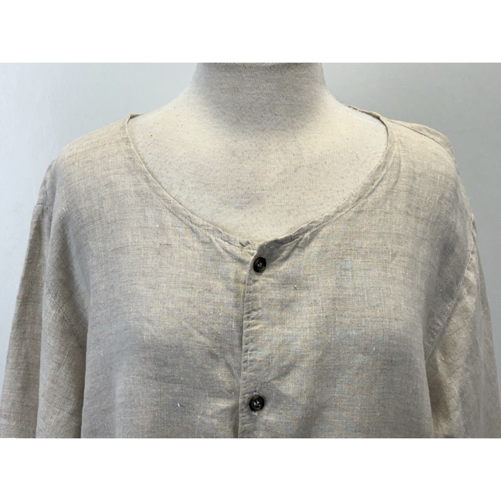 Vintage CP Shades 100% Linen Button Up Tunic Top Shirt Medium Oatmeal Lagenlook Artsy Shirt Womens Size M / US 6-8 / IT 42-44 - 5 Thumbnail