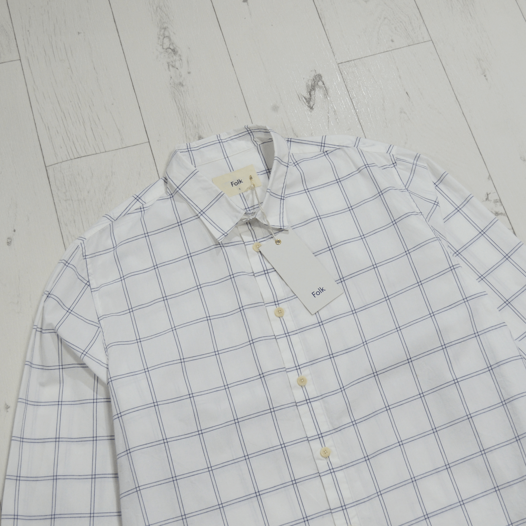 Folk Folk Casual Shirt size 2 and 5 White Check 100% Cotton Basic Size US XL / EU 56 / 4 - 4 Thumbnail