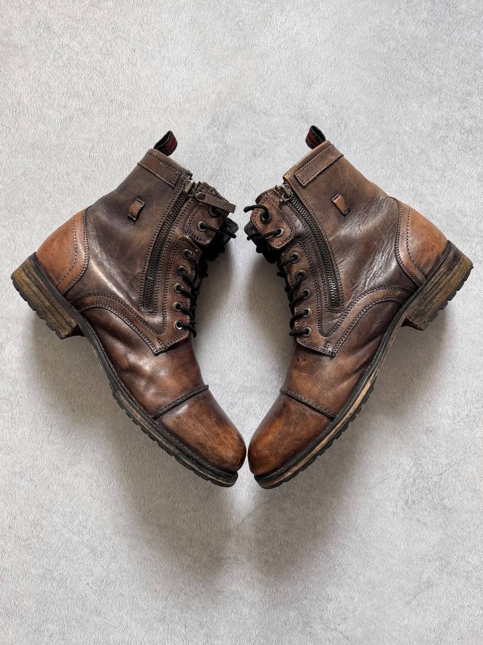 Pepe Jeans Pepe Jeans Distressed Leather Combat Boots Brown Size US 10 / EU 43 - 3 Thumbnail