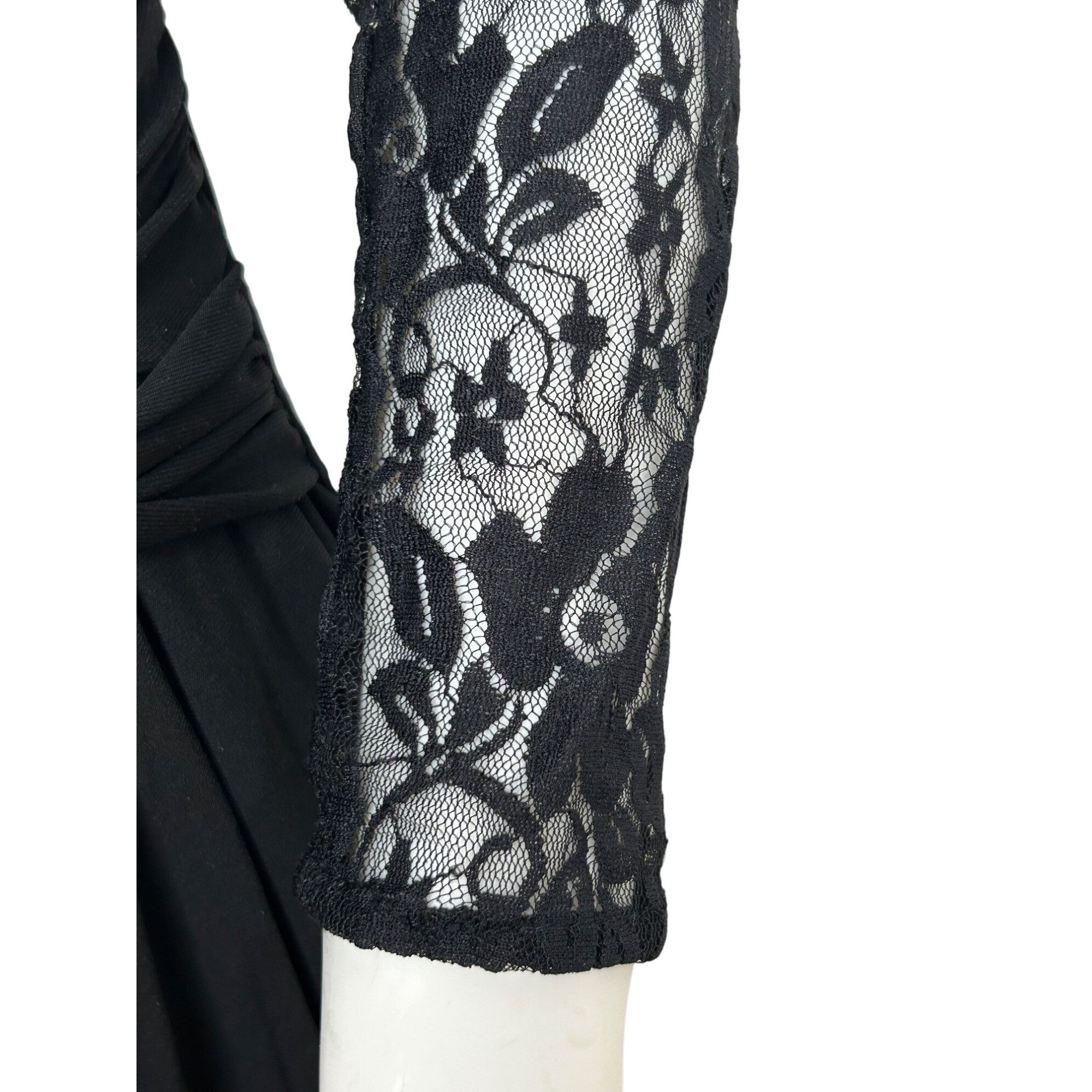 Chaps Chaps Black Lace- Trimmed Mini Dress S Petite Sheath Long Sl Size S / US 4 / IT 40 - 10 Thumbnail