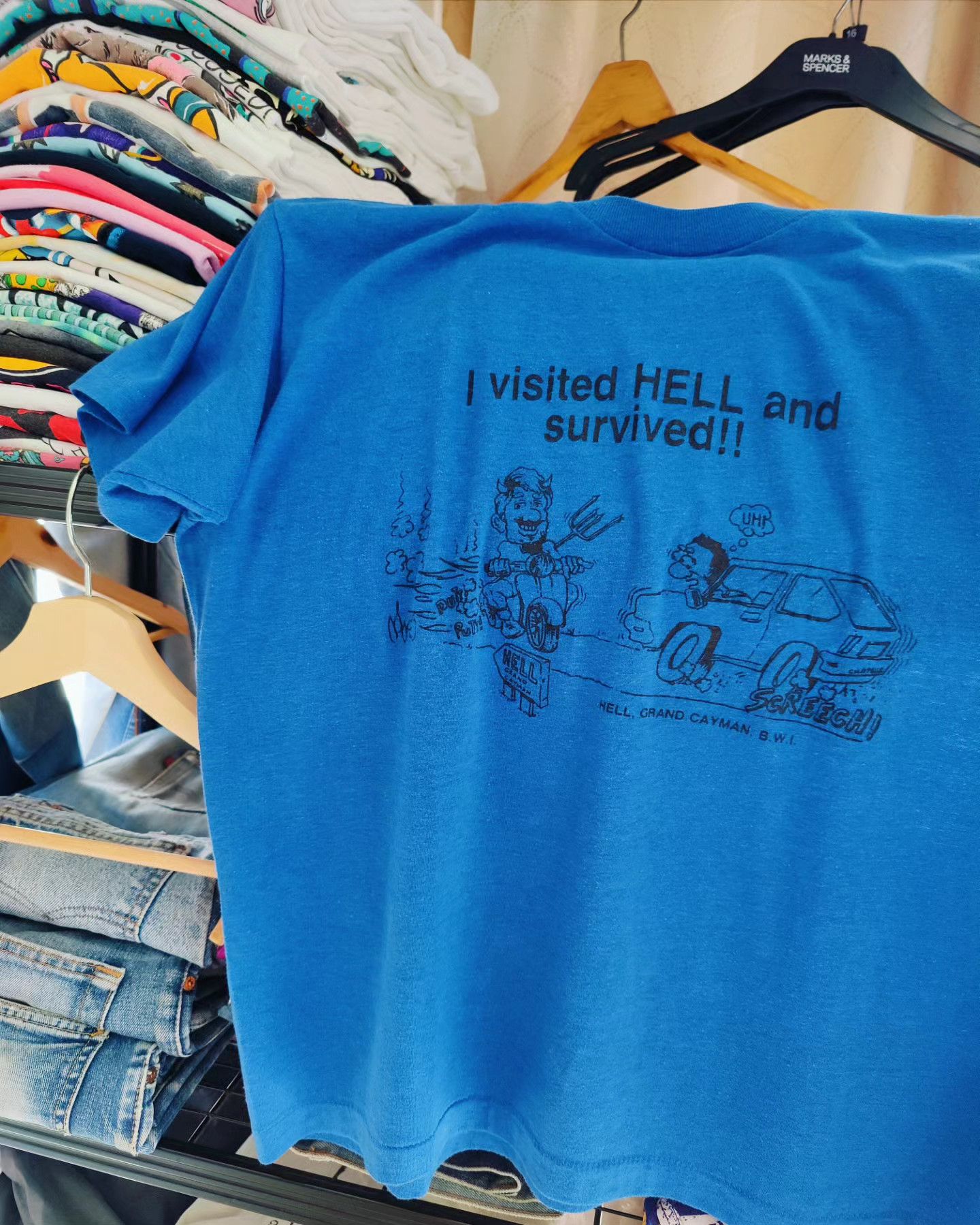 Vintage vintage 80s Funny Tee - I visited HELL and survived‼️ Size US L / EU 52-54 / 3 - 1 Thumbnail