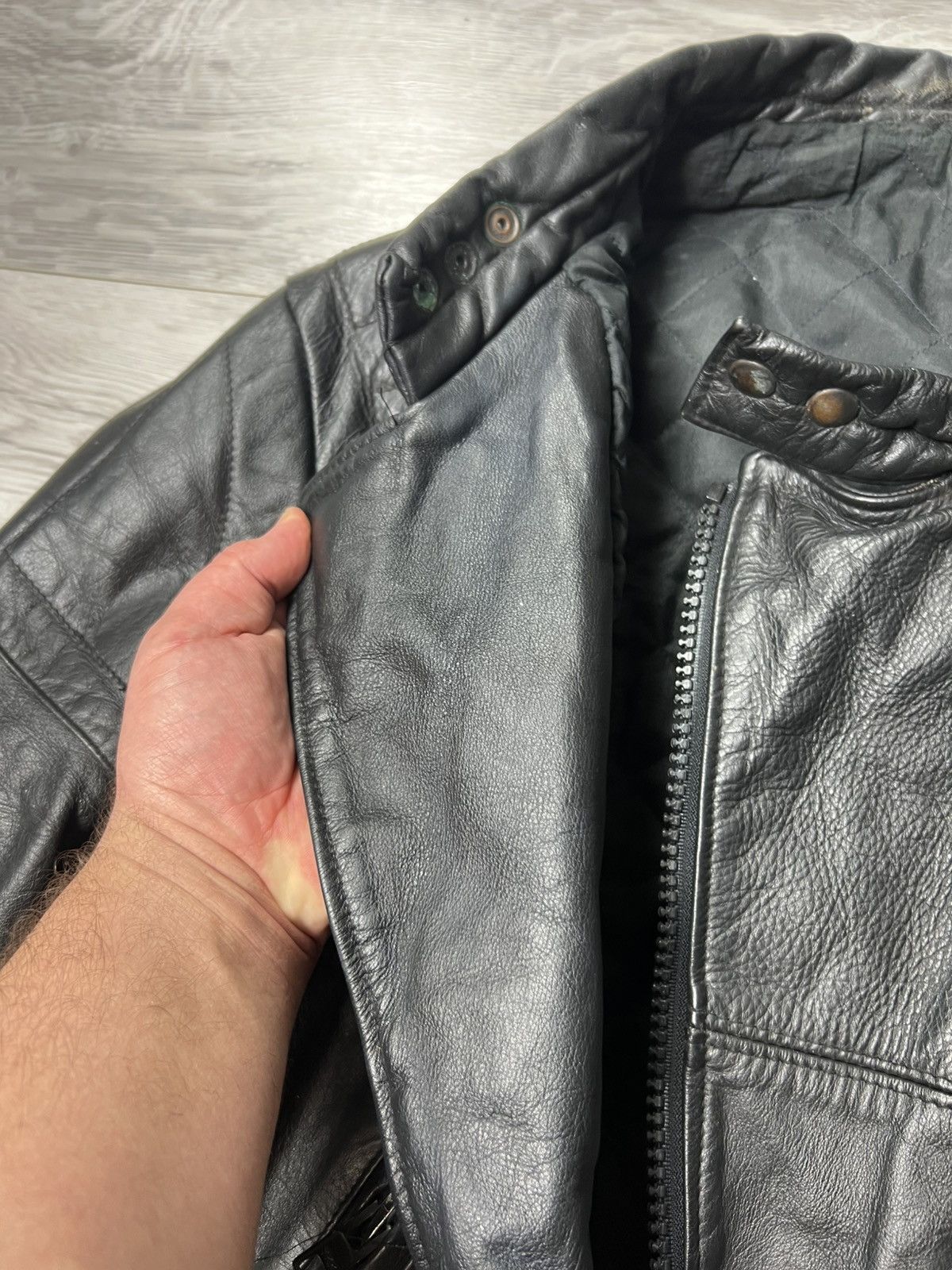 Genuine Leather Vintage Heavyweight Biker Motorcycle Leather Jacket Racing Size US M / EU 48-50 / 2 - 17 Thumbnail