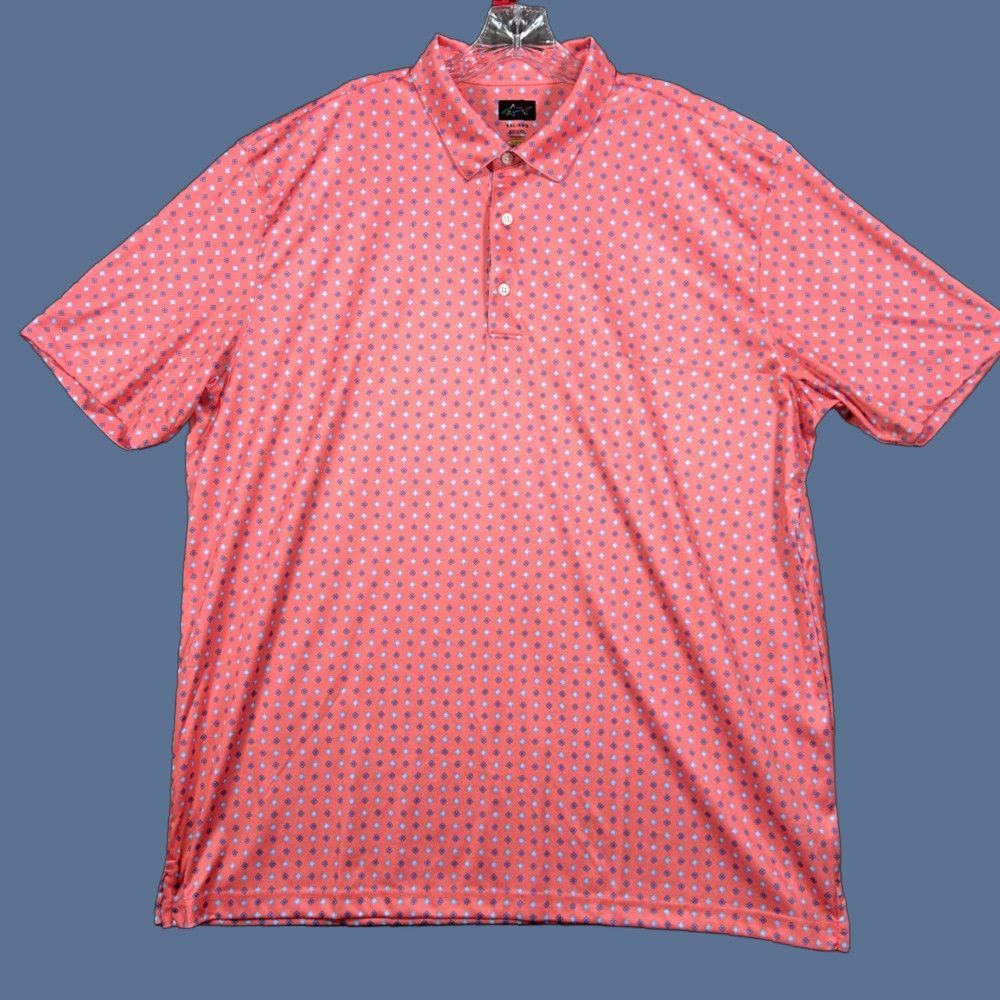 Vintage Greg Norman Mens XXL Golf Polo Salmon Floral Pattern Performance Stretch PlayDry Size US XXL / EU 58 / 5 - 1 Thumbnail
