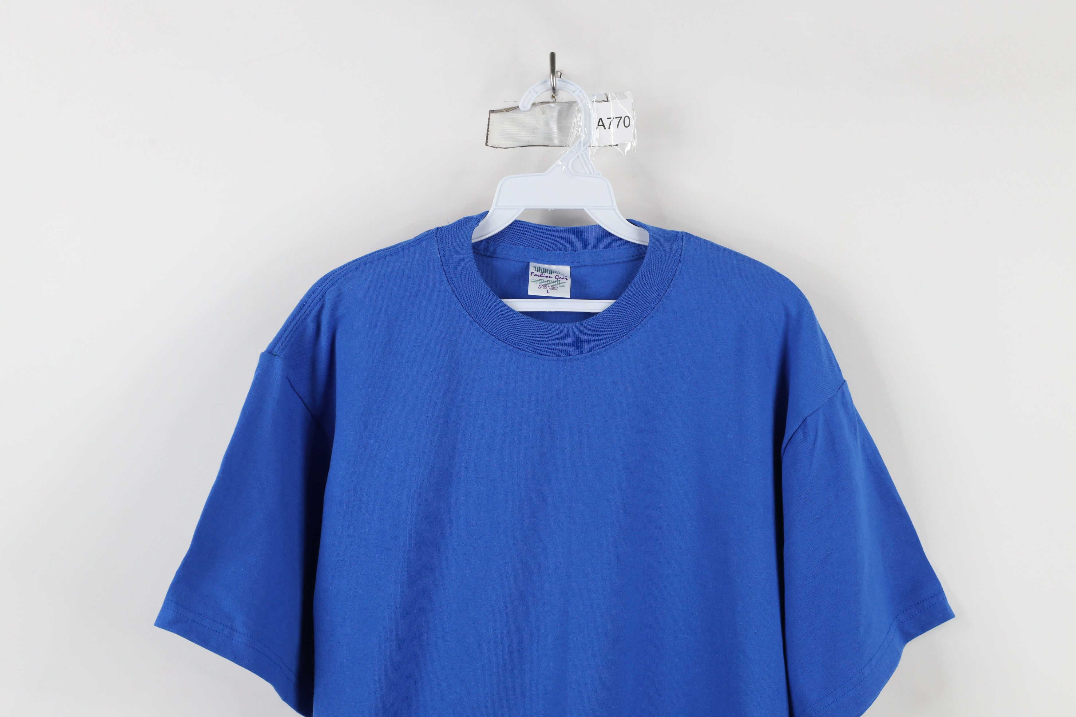 Vintage Vintage 90s Streetwear Blank Short Sleeve T-Shirt Royal Blue Size US L / EU 52-54 / 3 - 2 Thumbnail