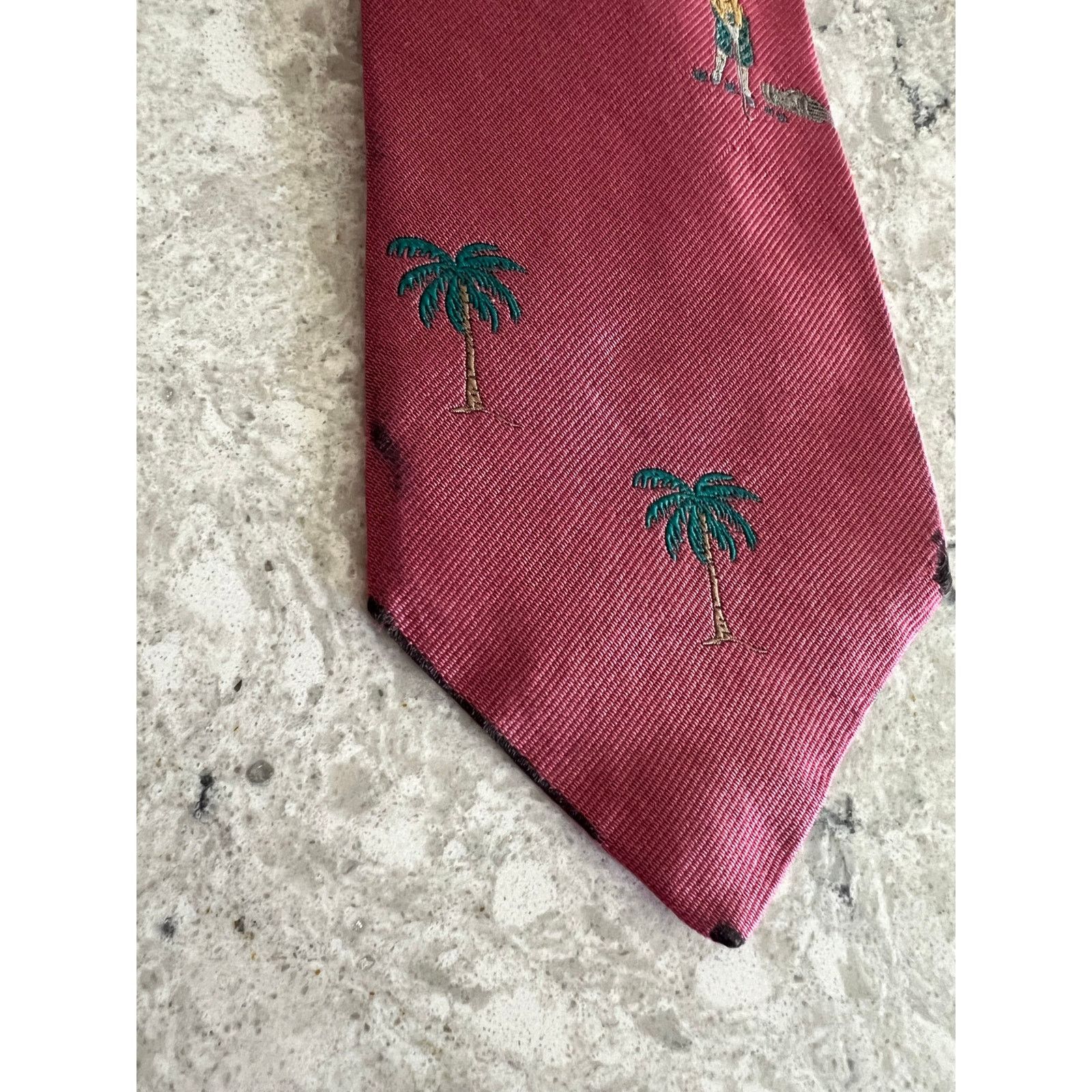 Vintage Vintage David Wood Golf Themed Silk Neck Tie Palm Trees Golf Size ONE SIZE - 7 Thumbnail