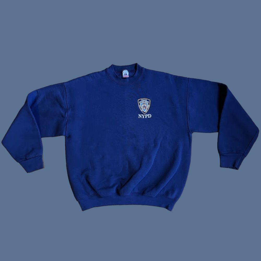 Fruit Of The Loom VINTAGE NYPD Sweatshirt Men’s XL Blue 90s NYPD Logo Embroidered Cotton Blend Jersey Pullover Crew Neck Sweatshirt Size US XL / EU 56 / 4 - 1 Thumbnail