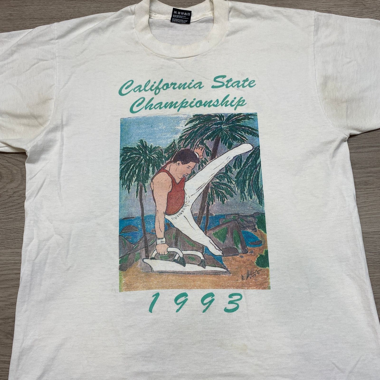 Fruit Of The Loom × Vintage VTG 90s California State Championship Gymnastics Shirt Large Size US L / EU 52-54 / 3 - 2 Thumbnail