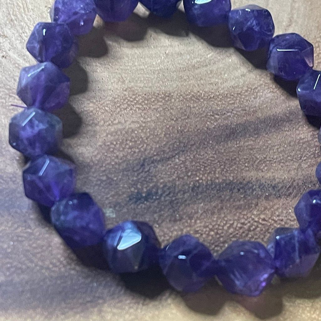 Other Amethyst purple diamond stretch beaded bracelet 7” crystal h Size ONE SIZE - 3 Thumbnail
