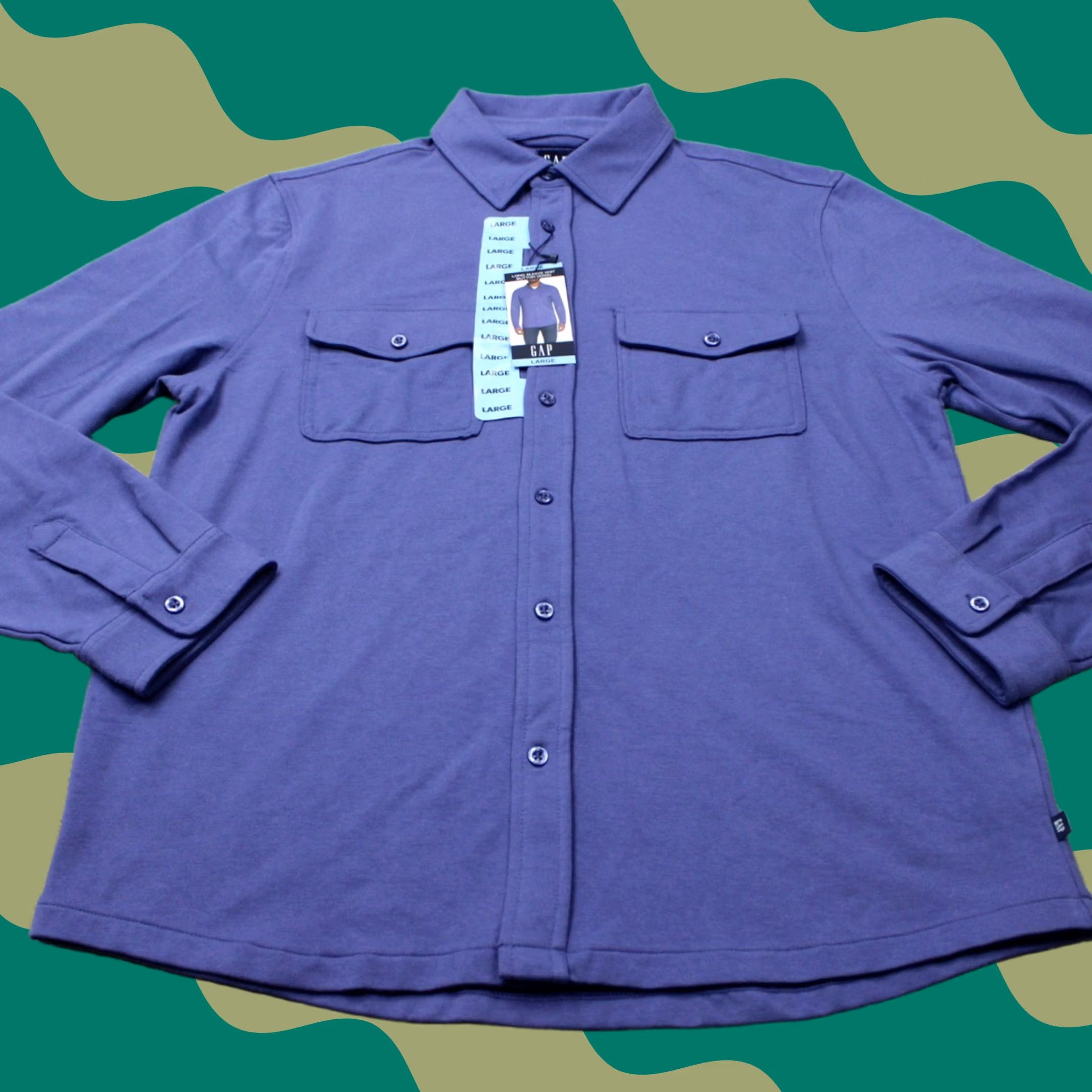 Gap Gap Shirt Mens Large Button-Down Knit Blue NWT Stretch Regular Size Shirt Size US L / EU 52-54 / 3 - 1 Thumbnail
