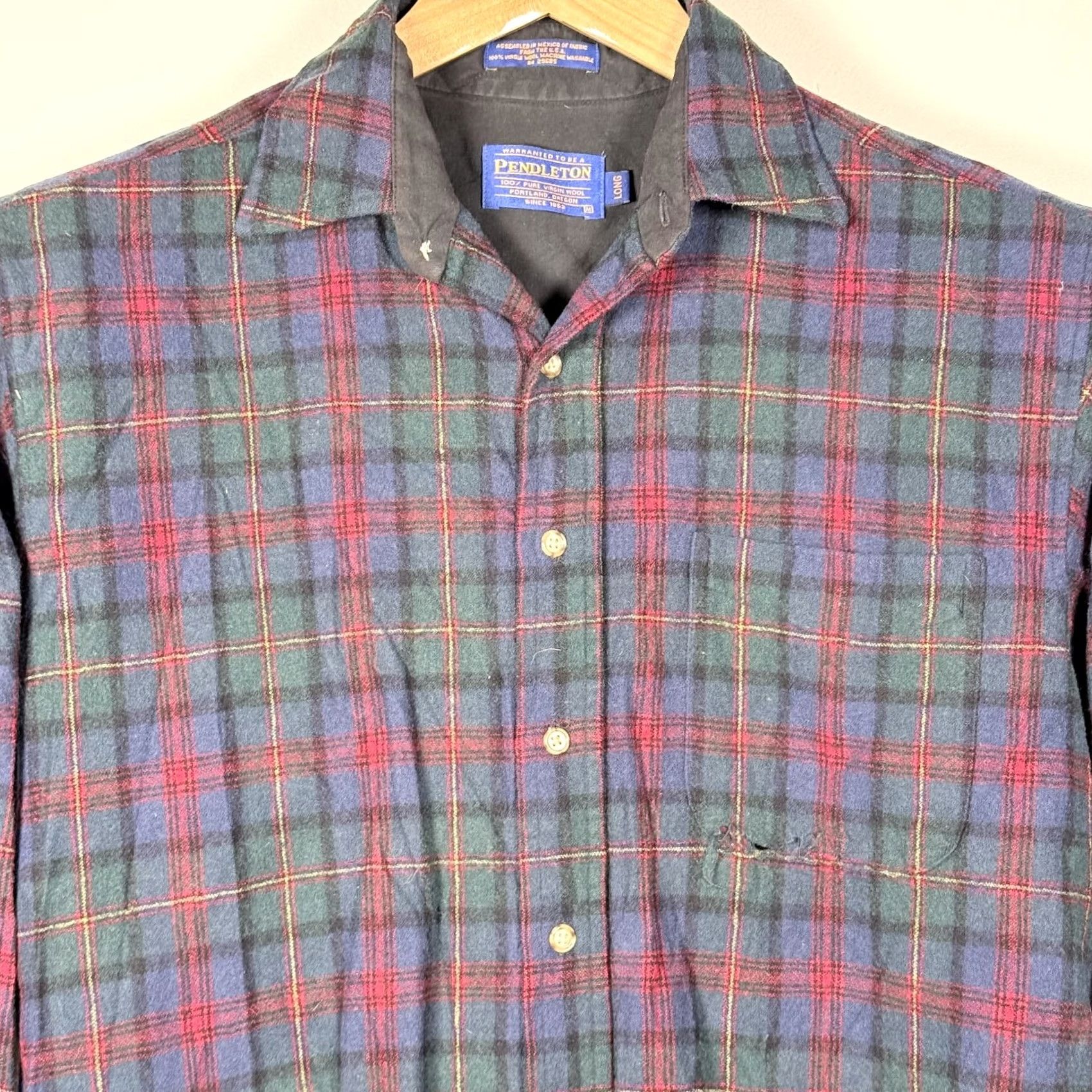 Pendleton Pendleton Shirt Long Sleeve Button-Up Plaid Virgin Wool Green/Blue Mens M Size US M / EU 48-50 / 2 - 2 Thumbnail