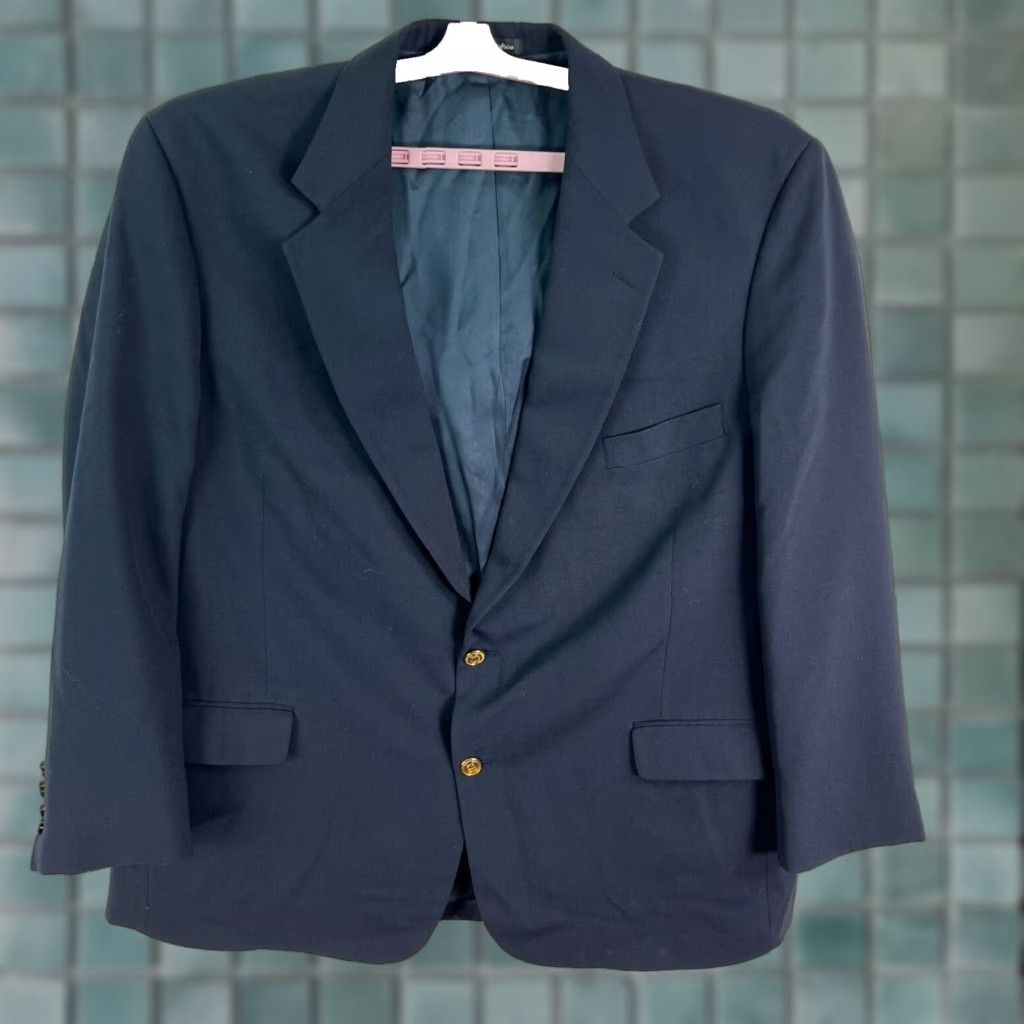 Vintage Wimbledon Blazer Mens Size 50 Blue Made South Africa Wool Single Breast Suit Size 50R - 1 Thumbnail