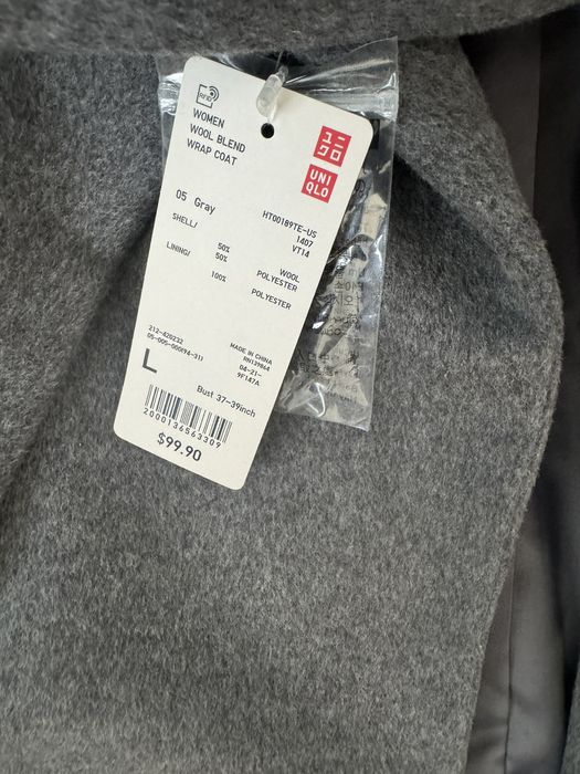 Women wool blend wrap best sale coat uniqlo