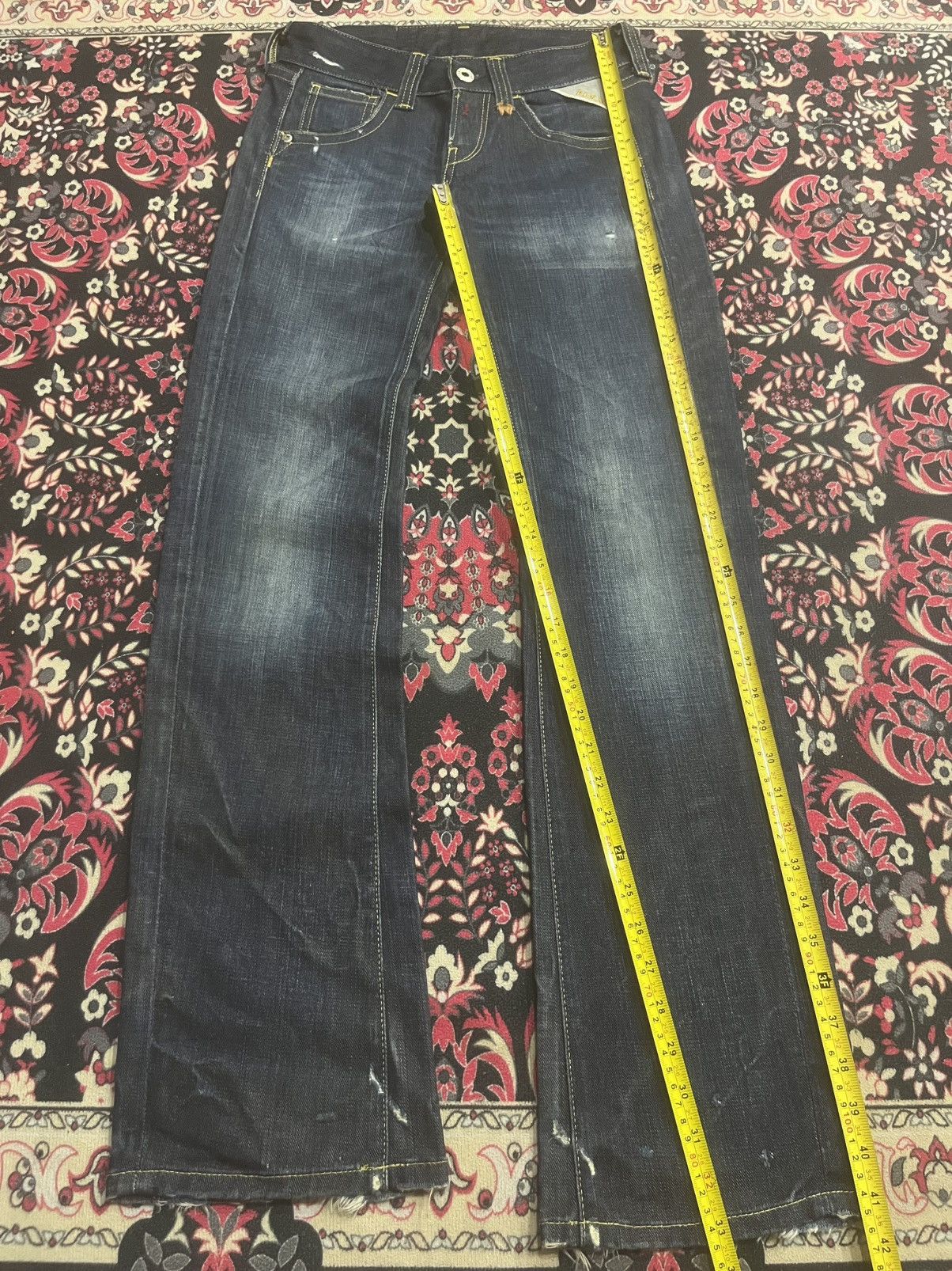 Replay Vintage Replay Dark Blue Faded Washed Frayed Leg Flare Jeans Size 26" / US 2 / IT 38 - 13 Thumbnail