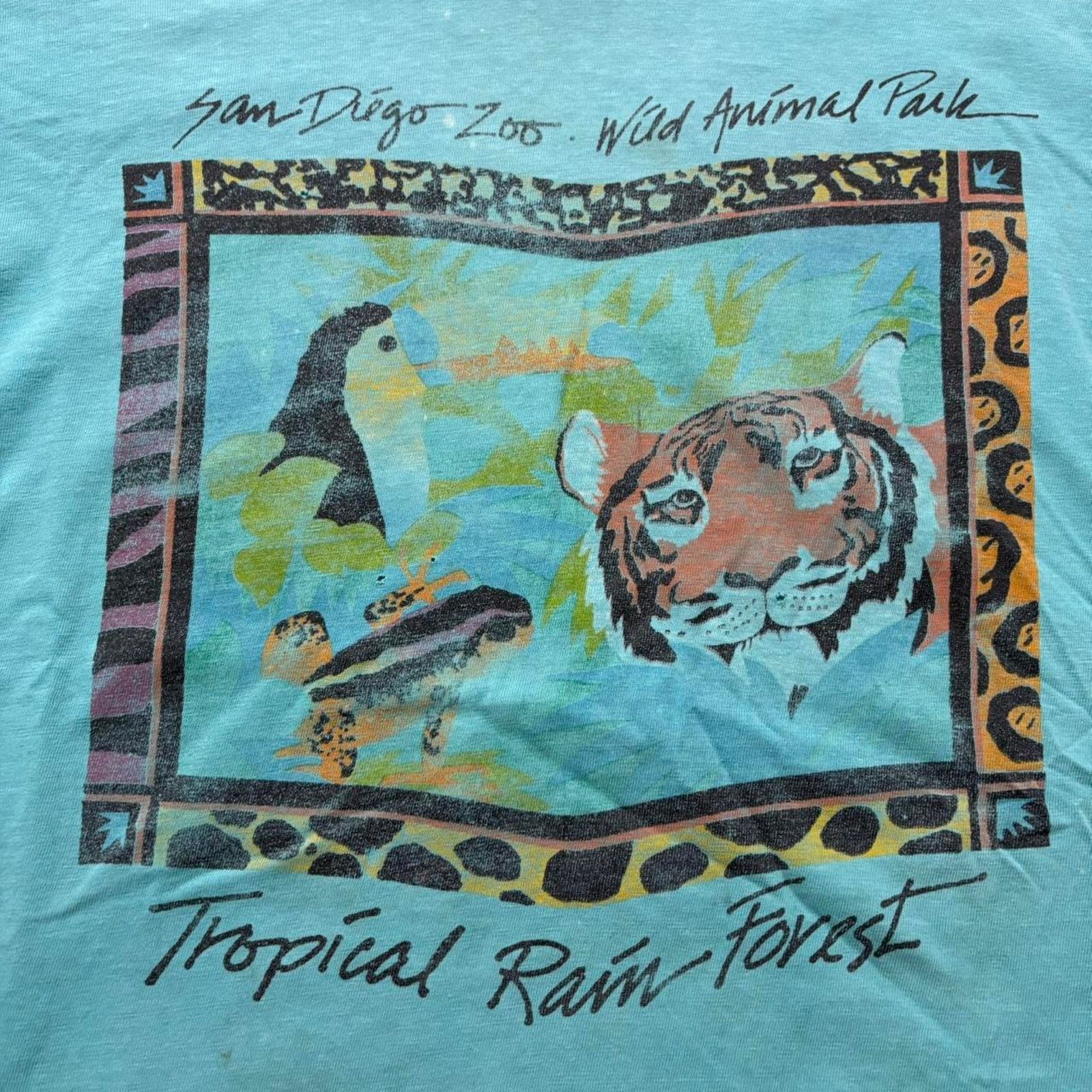 Japanese Brand × Vintage Crazy Vintage 80s San Diego Zoo Animals Distressed T Shirt Size US L / EU 52-54 / 3 - 3 Thumbnail