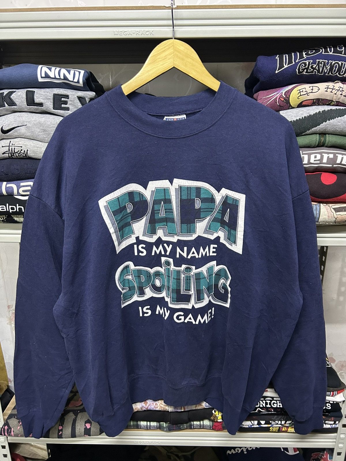 Japanese Brand × Jerzees × Vintage Vintage Jerzees Papa is my name spoiling is my game! Size US XL / EU 56 / 4 - 1 Thumbnail