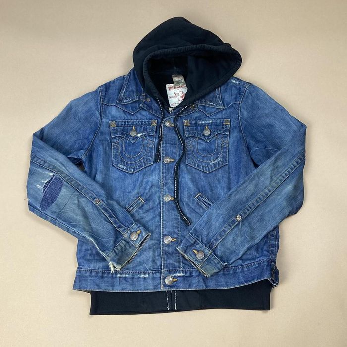 True Religion True Religion denim jacket with attached hoody | Grailed