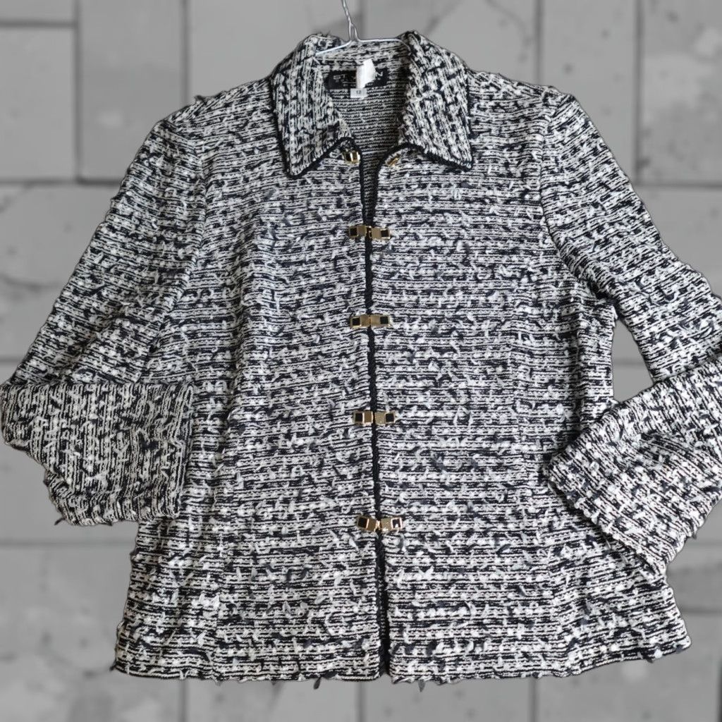 St. John VINTAGE St. John Womens Jacket 12 Black Santana Knit Blazer Size XL / US 12-14 / IT 48-50 - 1 Thumbnail