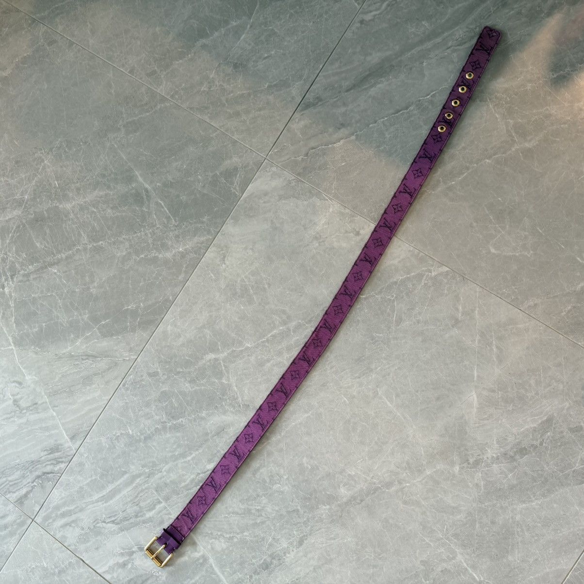 Louis Vuitton 2019 monogram denim 95cm belt purple Size ONE SIZE - 9 Thumbnail