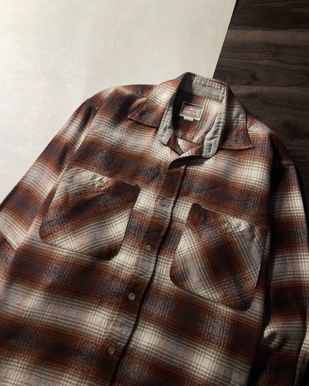 Japanese Brand Flannel Shirt Wool Veterano BAFFY Size M fit XL Size US M / EU 48-50 / 2 - 3 Thumbnail