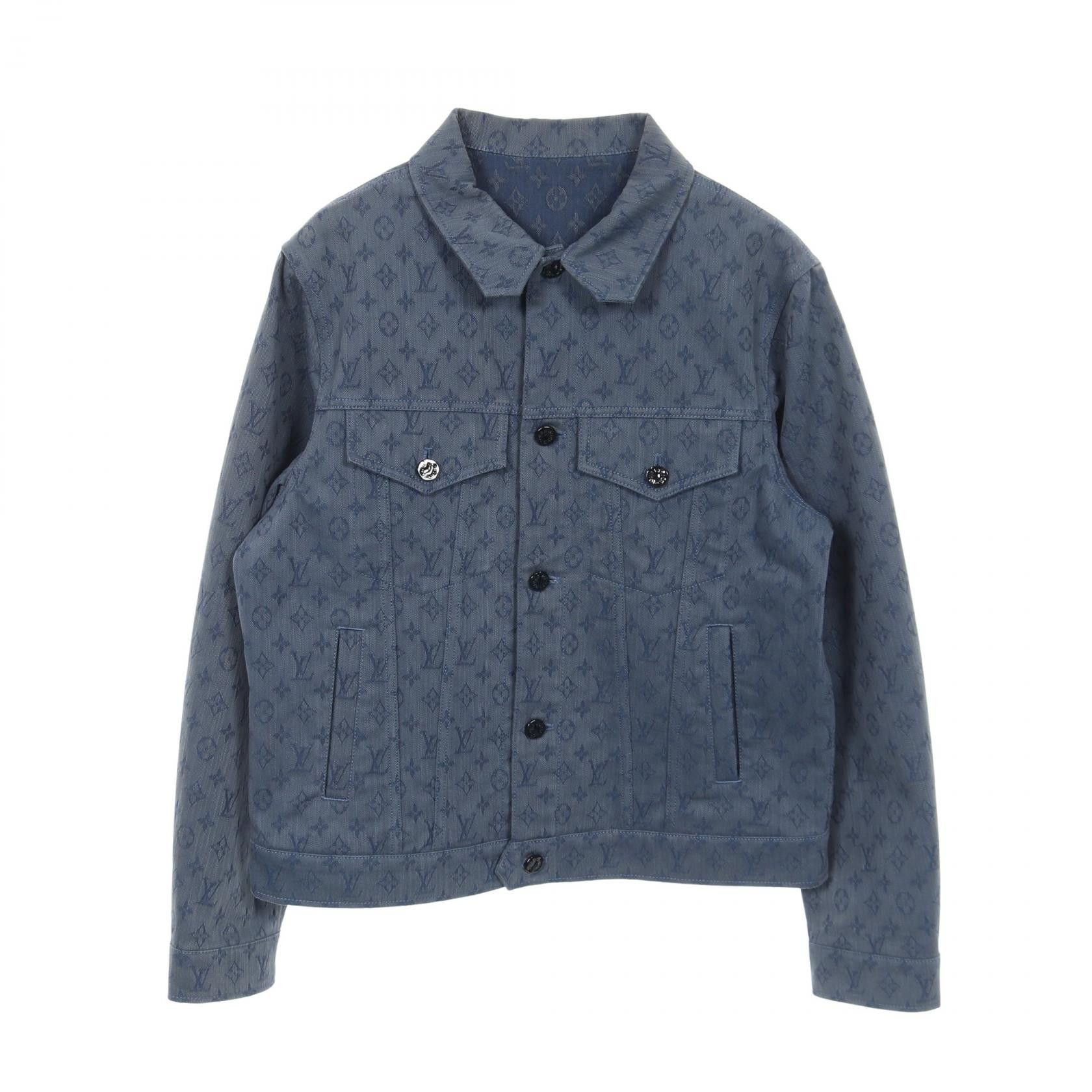 Louis Vuitton Louis Vuitton Louis Vuitton Monogram Denim Jacket Textile Outerwear RM192M QJQ HHA20W DUTY FREE for USA Size ONE SIZE - 1 Thumbnail