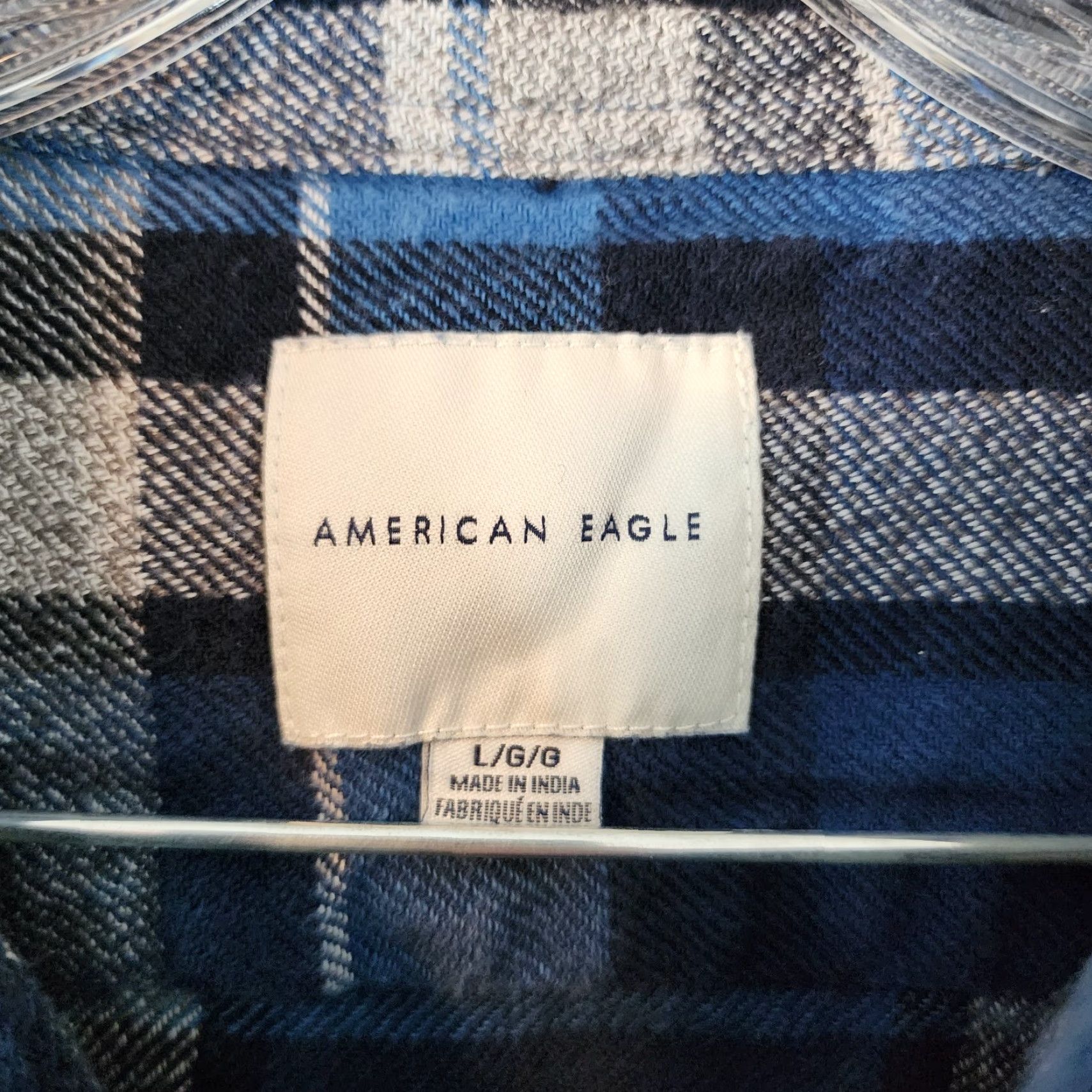 American Eagle Outfitters American Eagle Mens Blue Plaid Long Sleeve Button-Up Flannel Size L Size US L / EU 52-54 / 3 - 4 Thumbnail