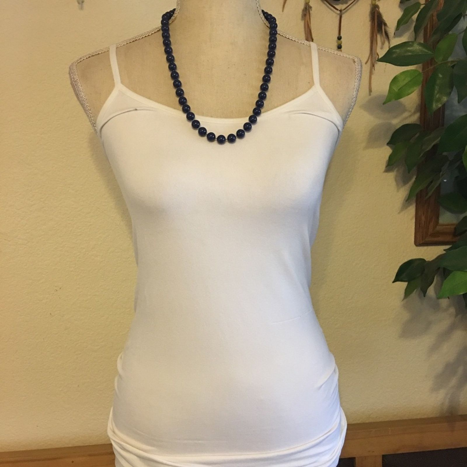 Vintage Vintage navy round plastic bead necklace Size ONE SIZE - 4 Thumbnail
