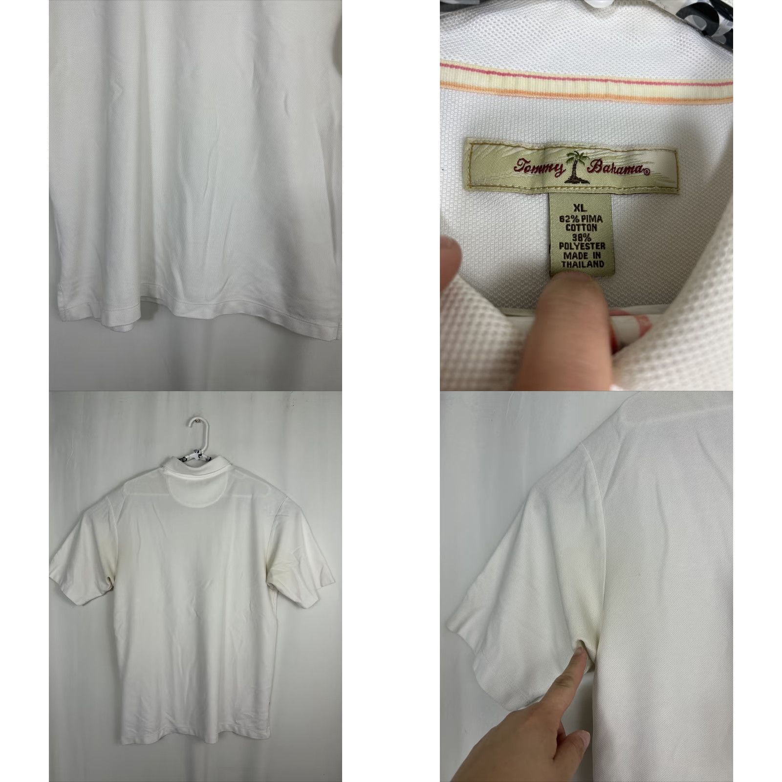 Tommy Bahama Tommy Bahama Polo Shirt Mens XL White Pima Cotton Short Sleeve Pullover Stains Terminal Pit Stains - Beach Golf Walking (Regular) M Size US XL / EU 56 / 4 - 8 Thumbnail