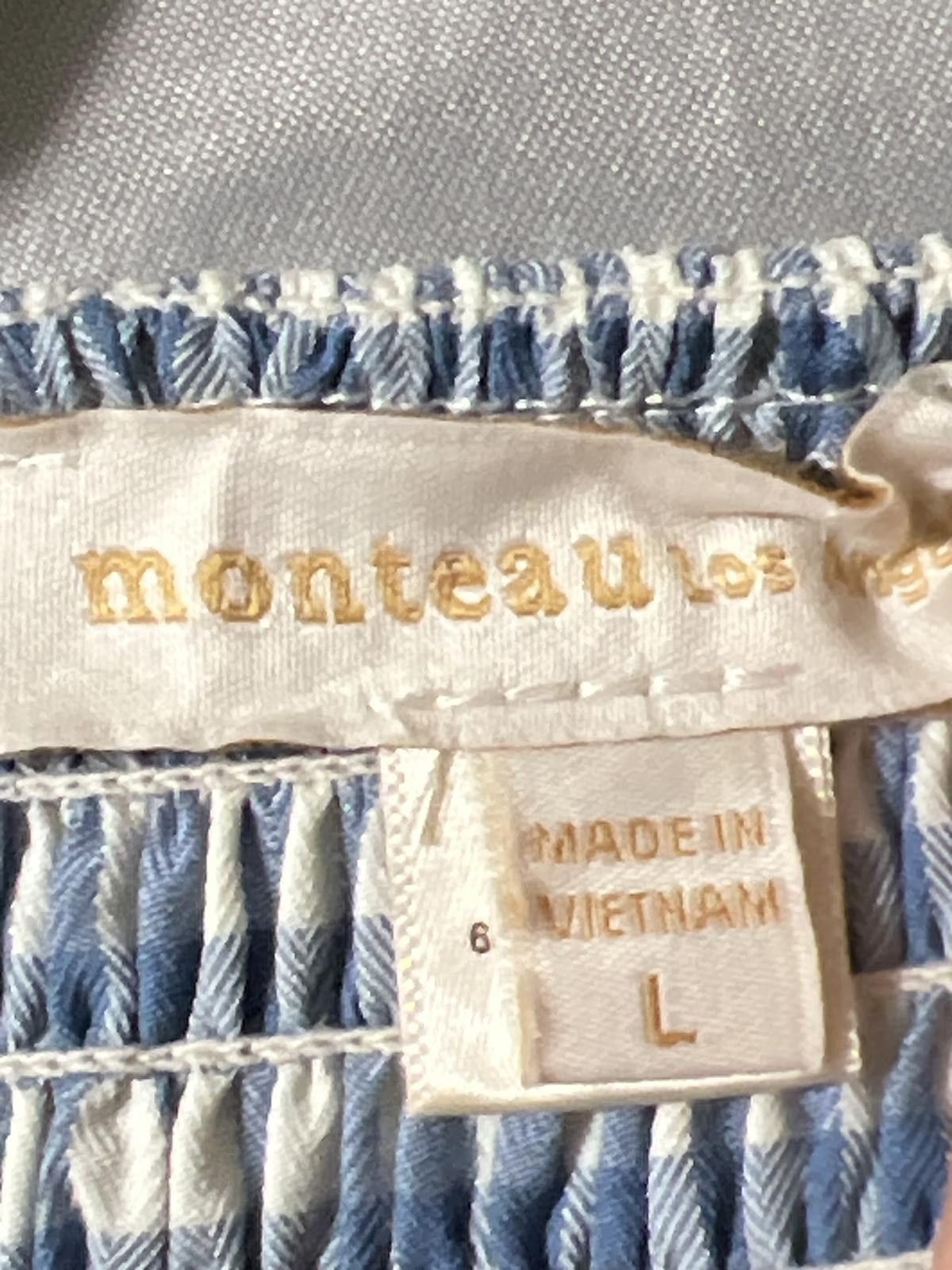 Other Monteau Blue White Checkered Crop Top Cottagecore L Size L / US 10 / IT 46 - 4 Thumbnail