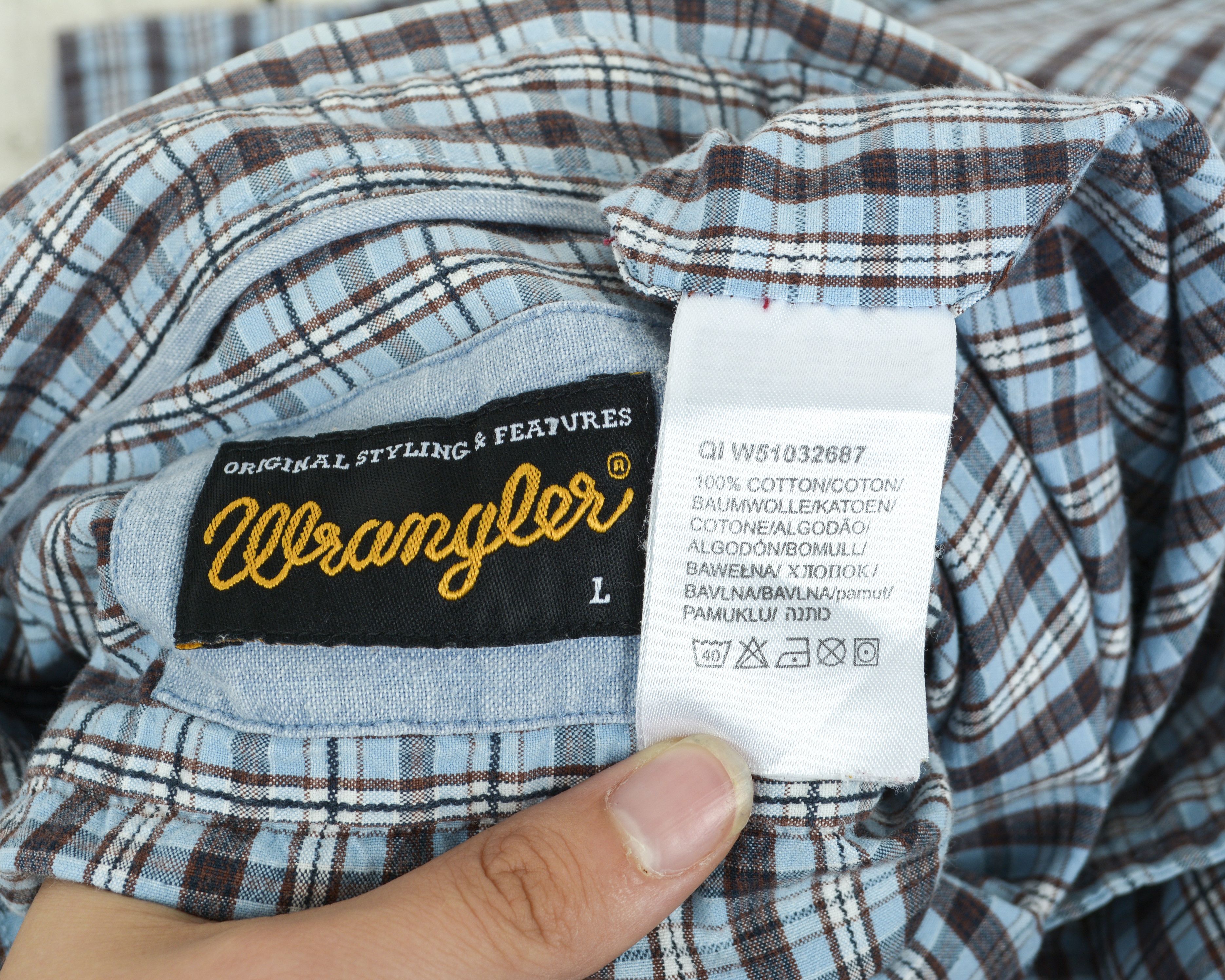 Vintage WRANGLER Western Button Up Check Shirt Vintage Lee Size US L / EU 52-54 / 3 - 8 Thumbnail