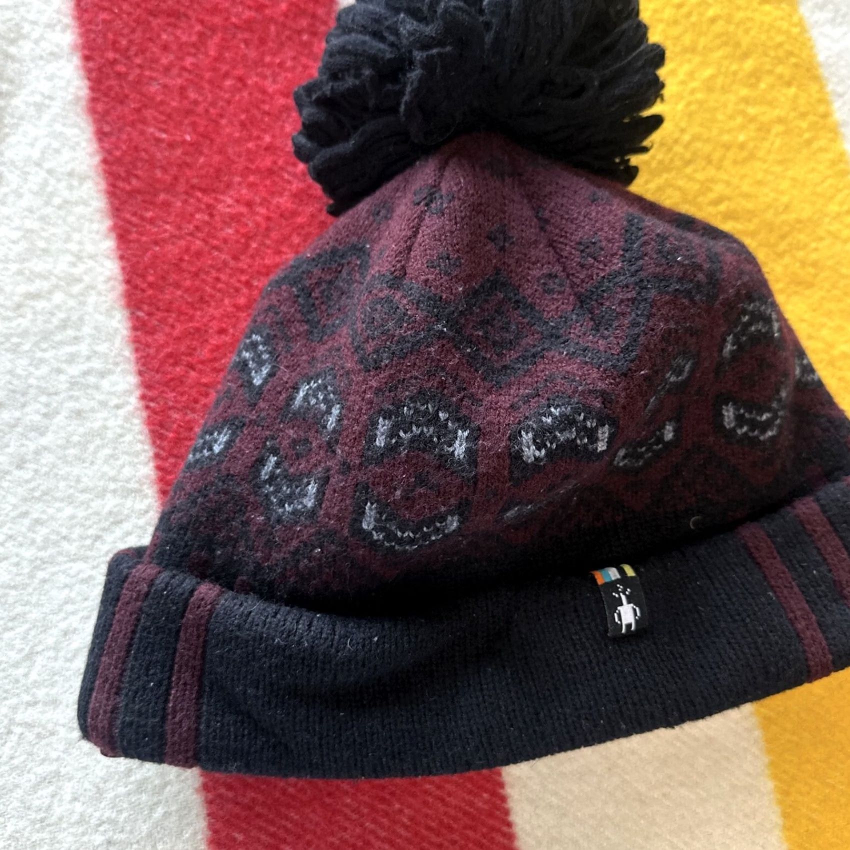Smartwool SmartWool Beanie Hat Womens Paisley Pompom Wool Black Size One Size Size ONE SIZE - 4 Thumbnail