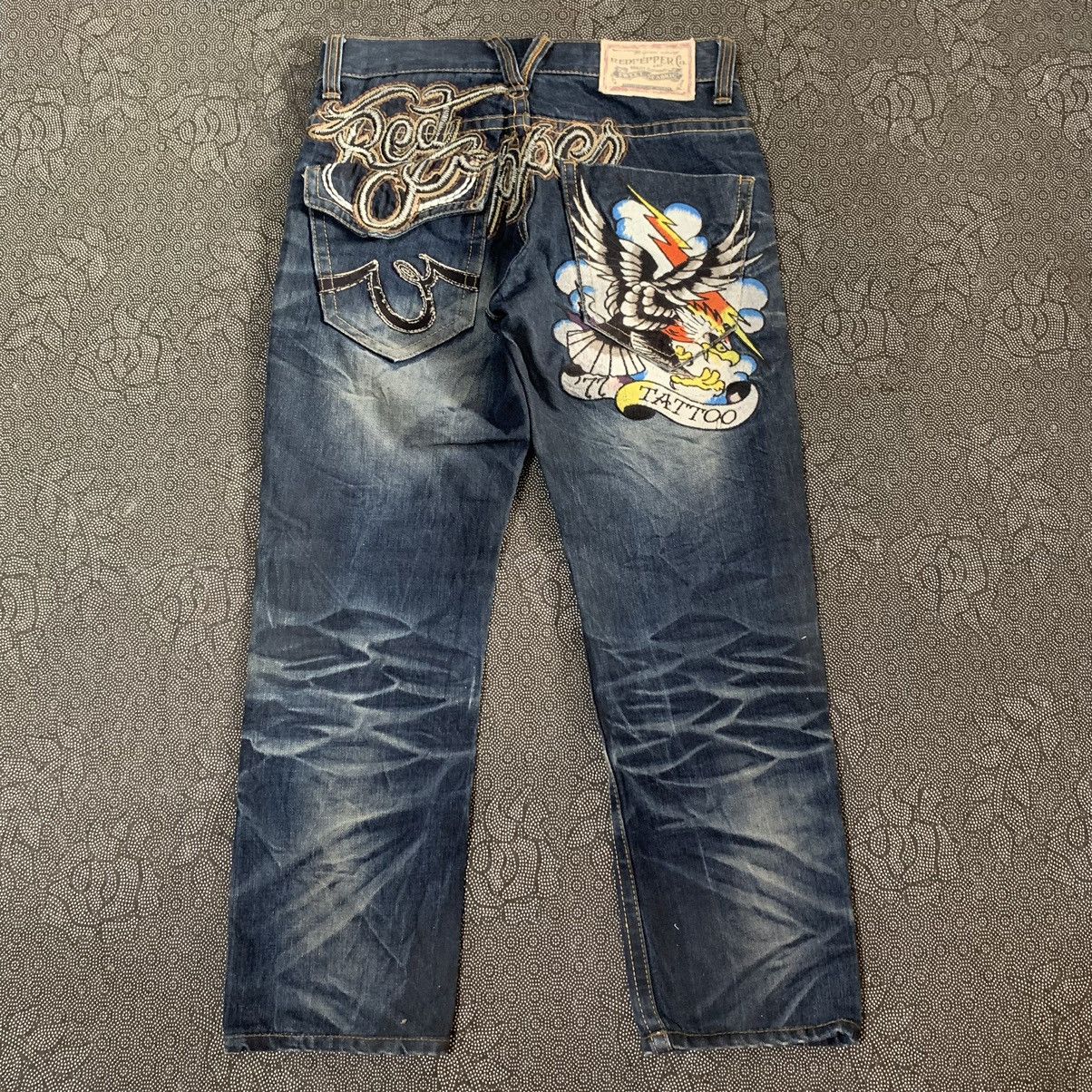 Ed Hardy Vintage Y2K Redpepper Eagle Thunder Embroidered Jeans Pants Size US 28 / EU 44 - 1 Thumbnail