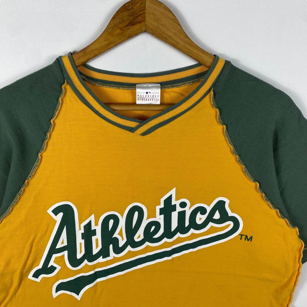 MLB × Vintage Vintage 90's ATHLETICS MLB Logo Tee Shirt Medium Size Size US M / EU 48-50 / 2 - 2 Thumbnail