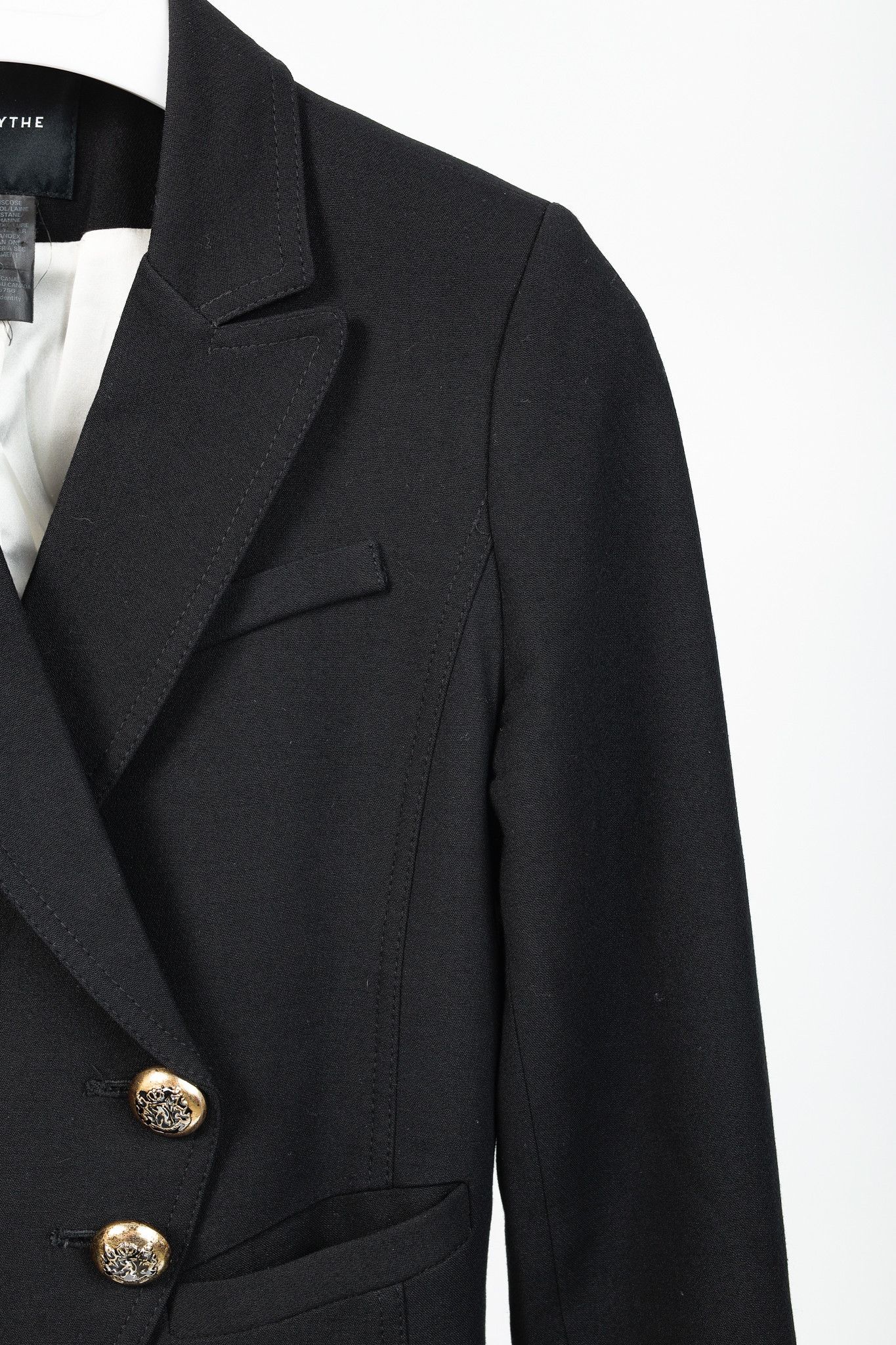 SMYTHE Smythe Black Wool-Blend 3-Button Wrap Blazer Size M / US 6-8 / IT 42-44 - 5 Thumbnail