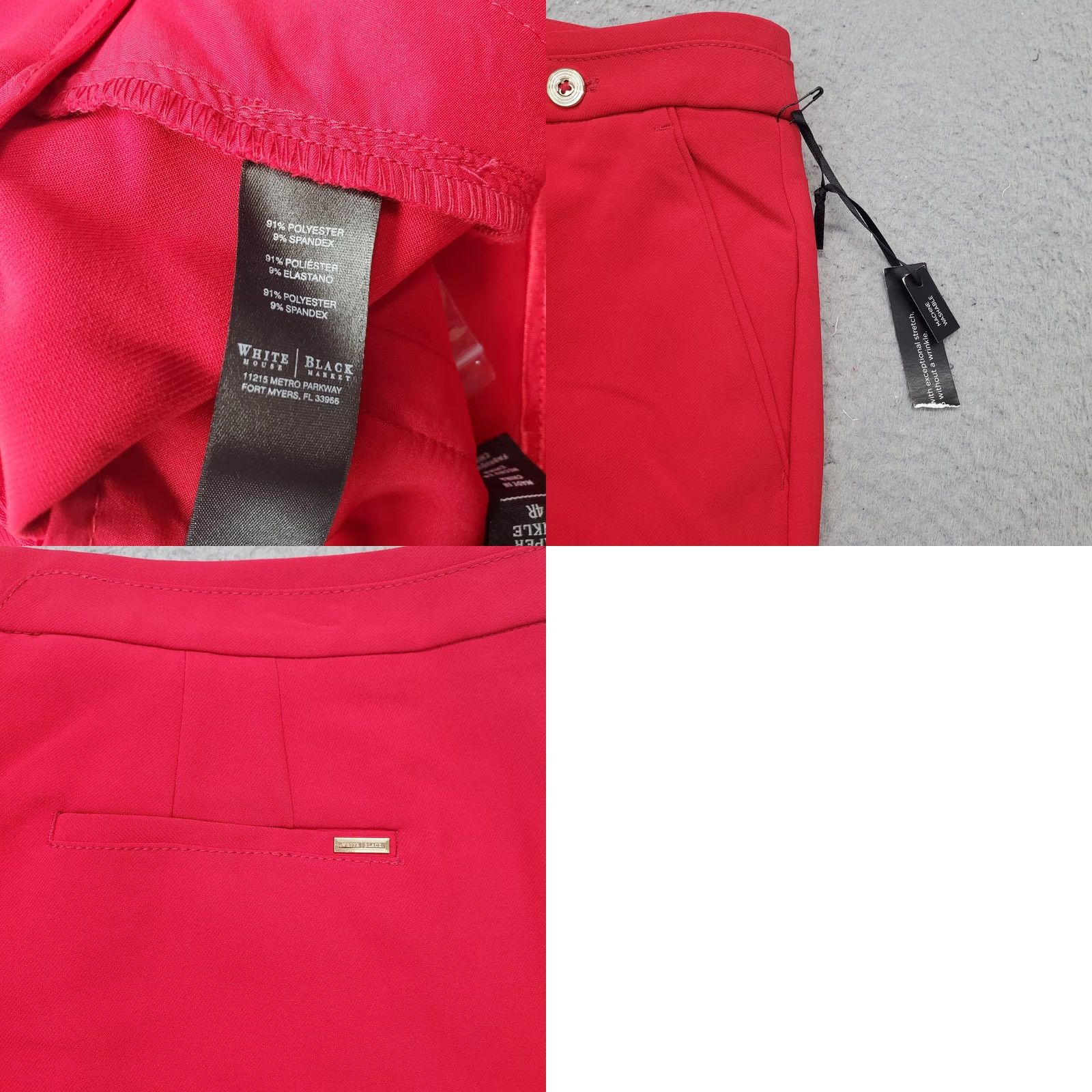 White House Black Market White House Black Market Pants Womens 4R Red Stretch Tapered Ankle 27.75 Inseam 35.5 Outseam Draped Clean NWT Size 27" / US 4 / IT 40 - 8 Thumbnail