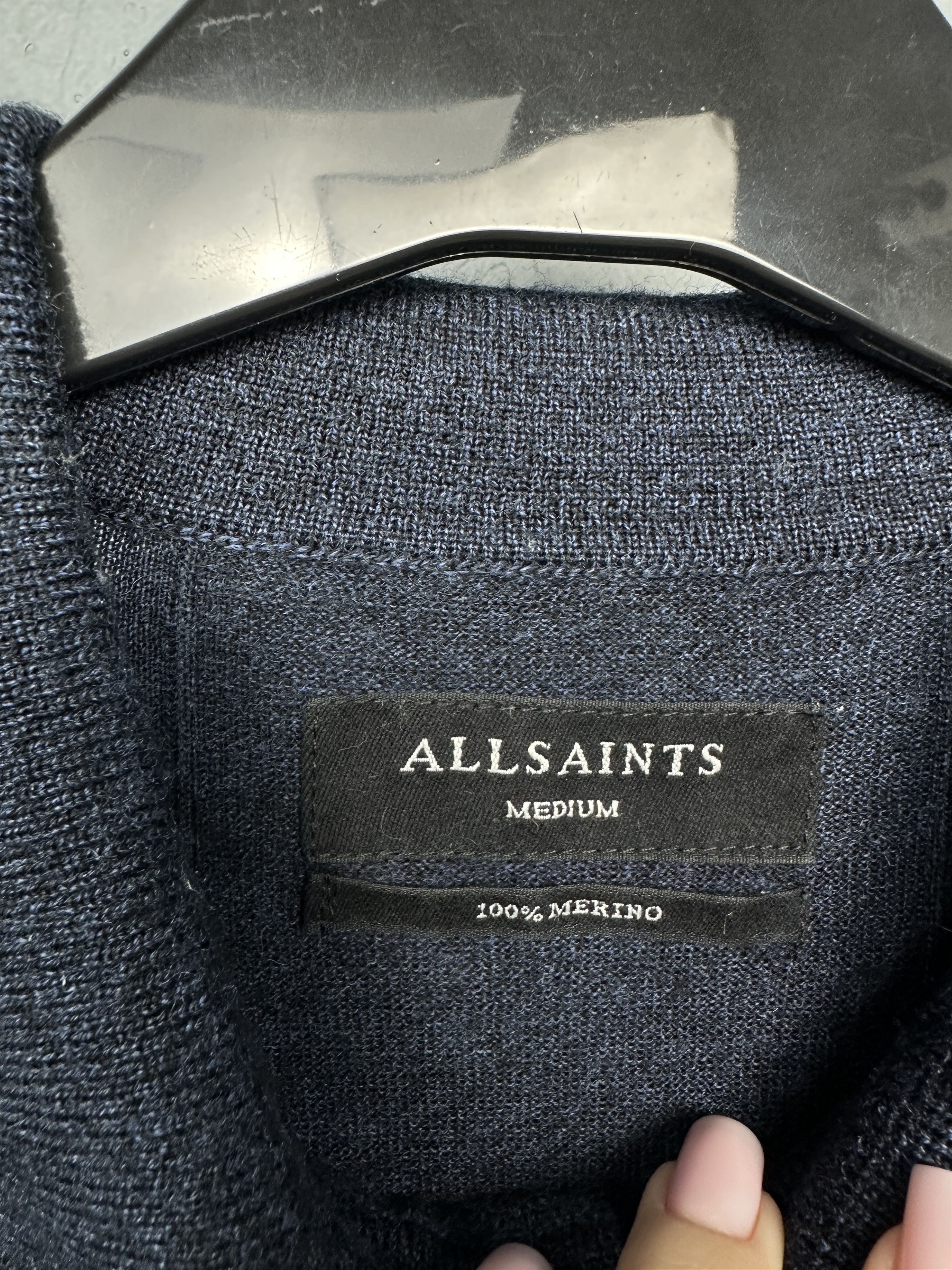 Allsaints AllSaints Mens Mode Merino Wool Knit Collared Sweater Size US M / EU 48-50 / 2 - 4 Thumbnail