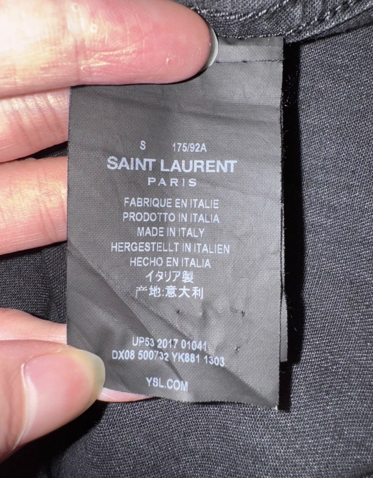 Saint Laurent Paris SLP 18SS Gray Distressed Single-Pocket Frayed Hem Shirt Size US S / EU 44-46 / 1 - 7 Thumbnail