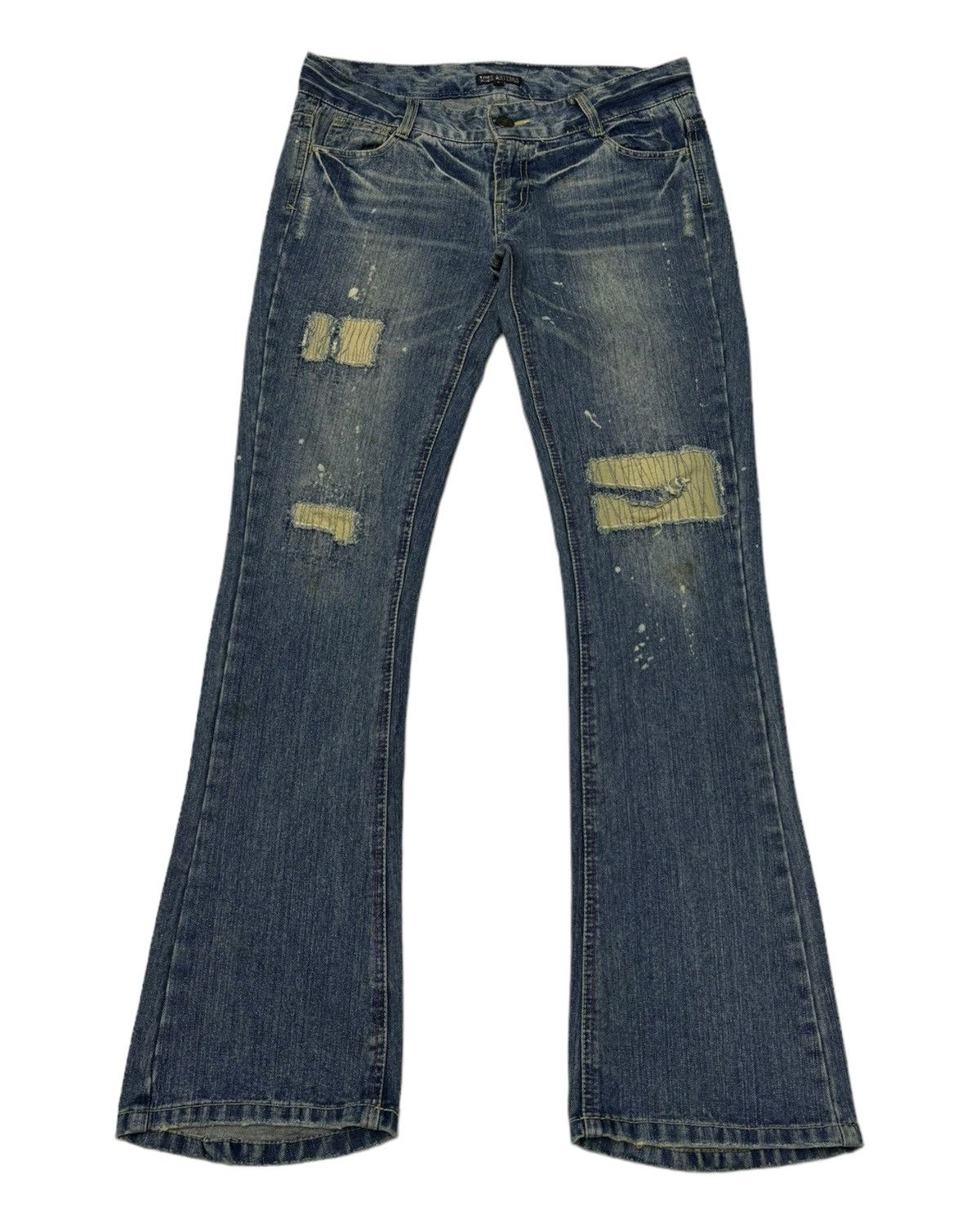 image of If Six Was Nine Vintage Miss Artemis Flared Jeans Distress Flare Denim in Blue, Women's (Size 32)